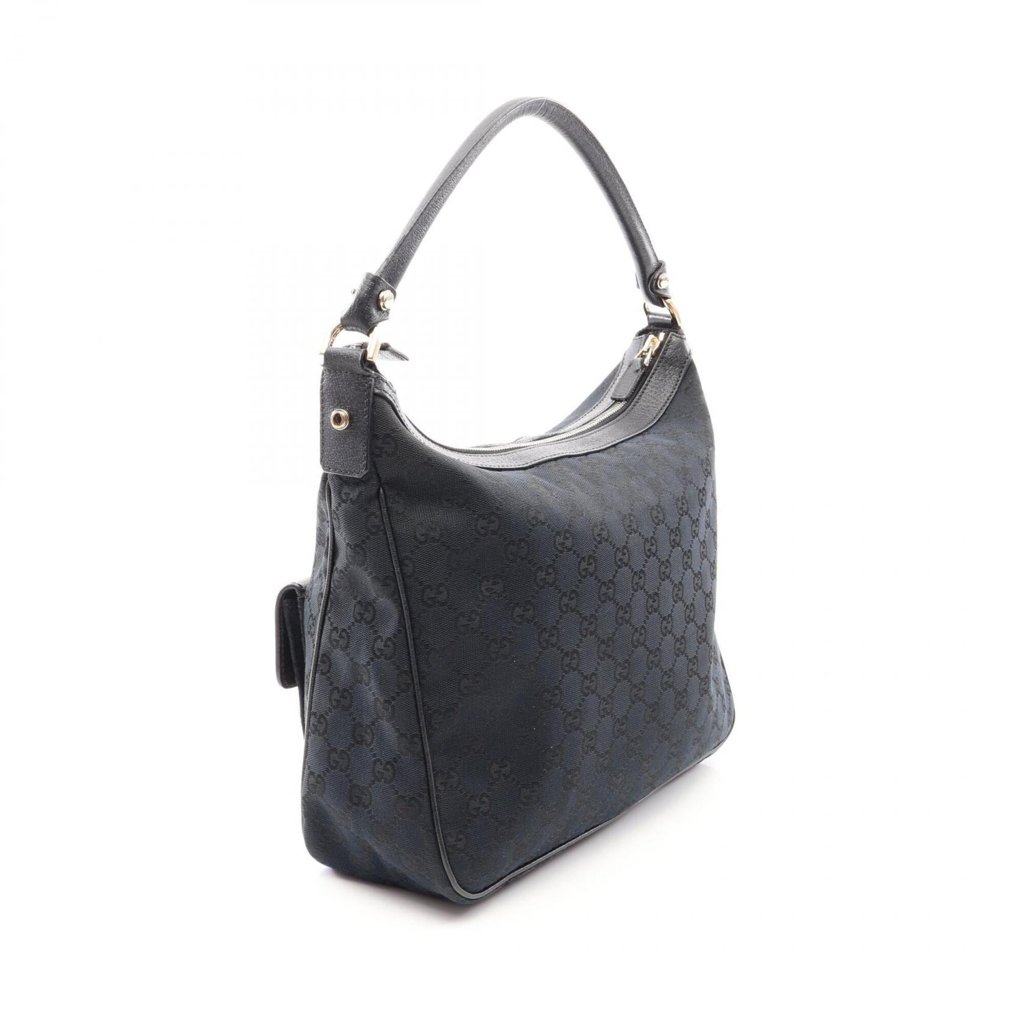 Gucci Black Canvas Leather Handbag Shoulder Bag (Pre-Owned)