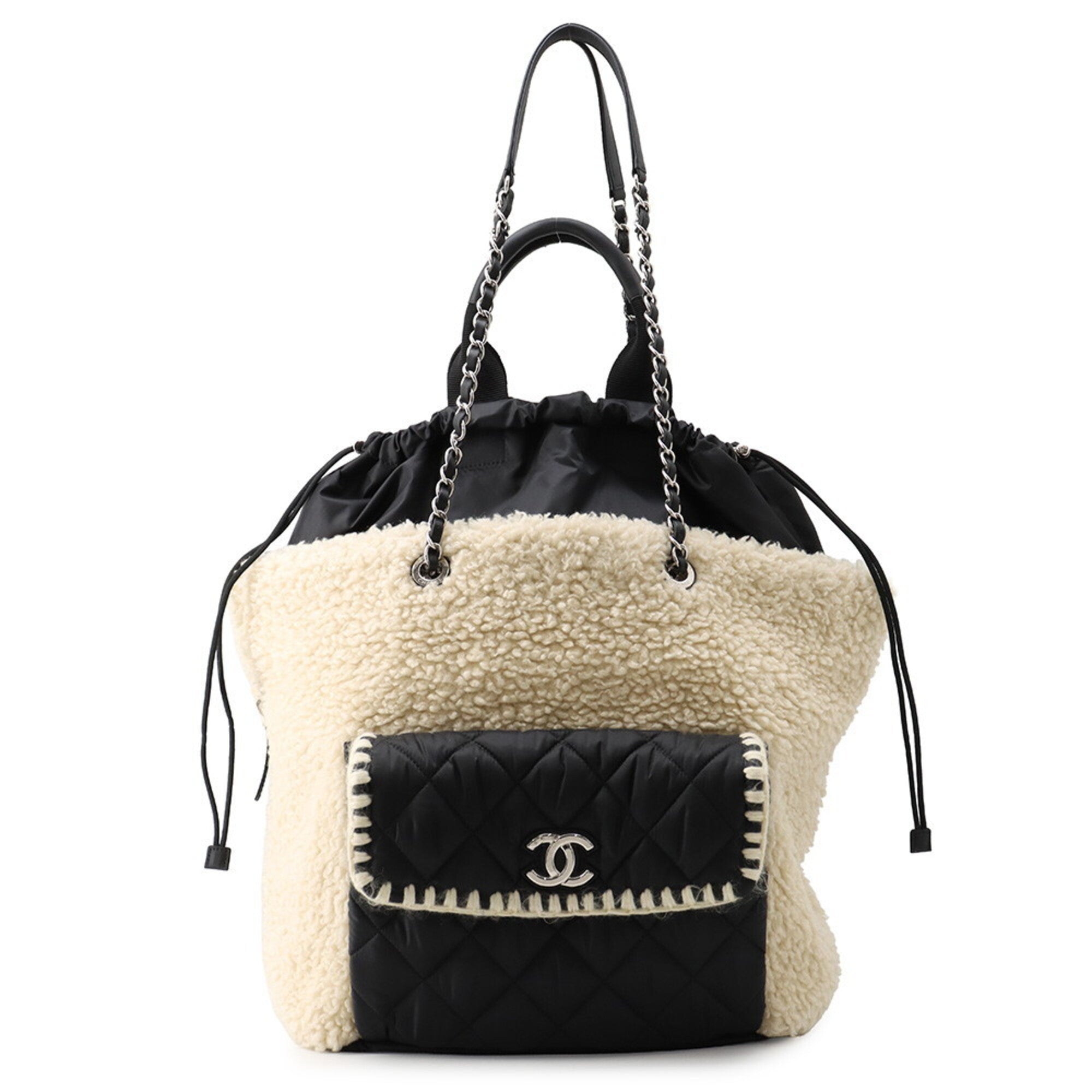 Chanel Black Ivory Nylon Leather Tote Bag (Pre-Owned)