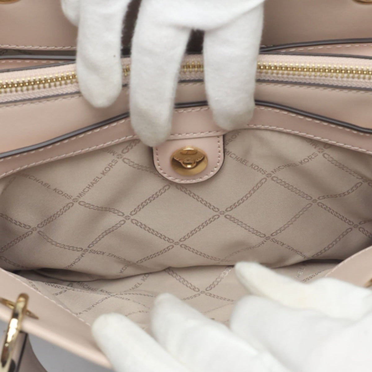 Michael Kors Pink Beige Leather Handbag Shoulder Bag (Pre-Owned)