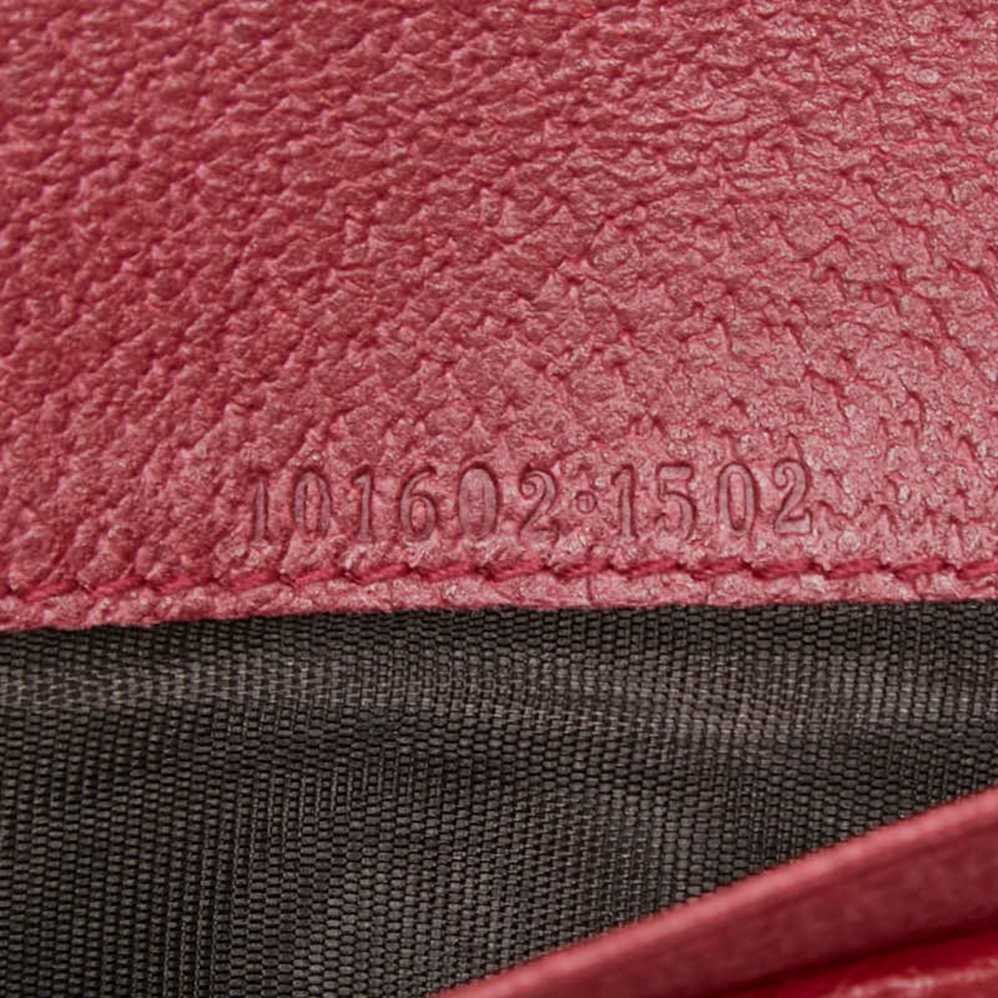 Gucci Pink Red Color Canvas Leather Long Wallet (Bi-Fold) (Pre-Owned)