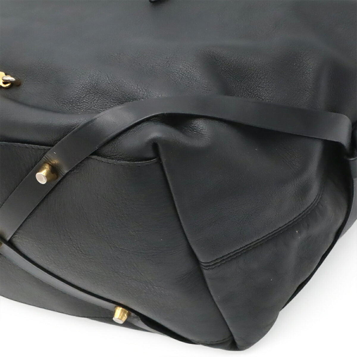 Burberry Black Leather Shoulder Bag Tote Bag (Pre-Owned)