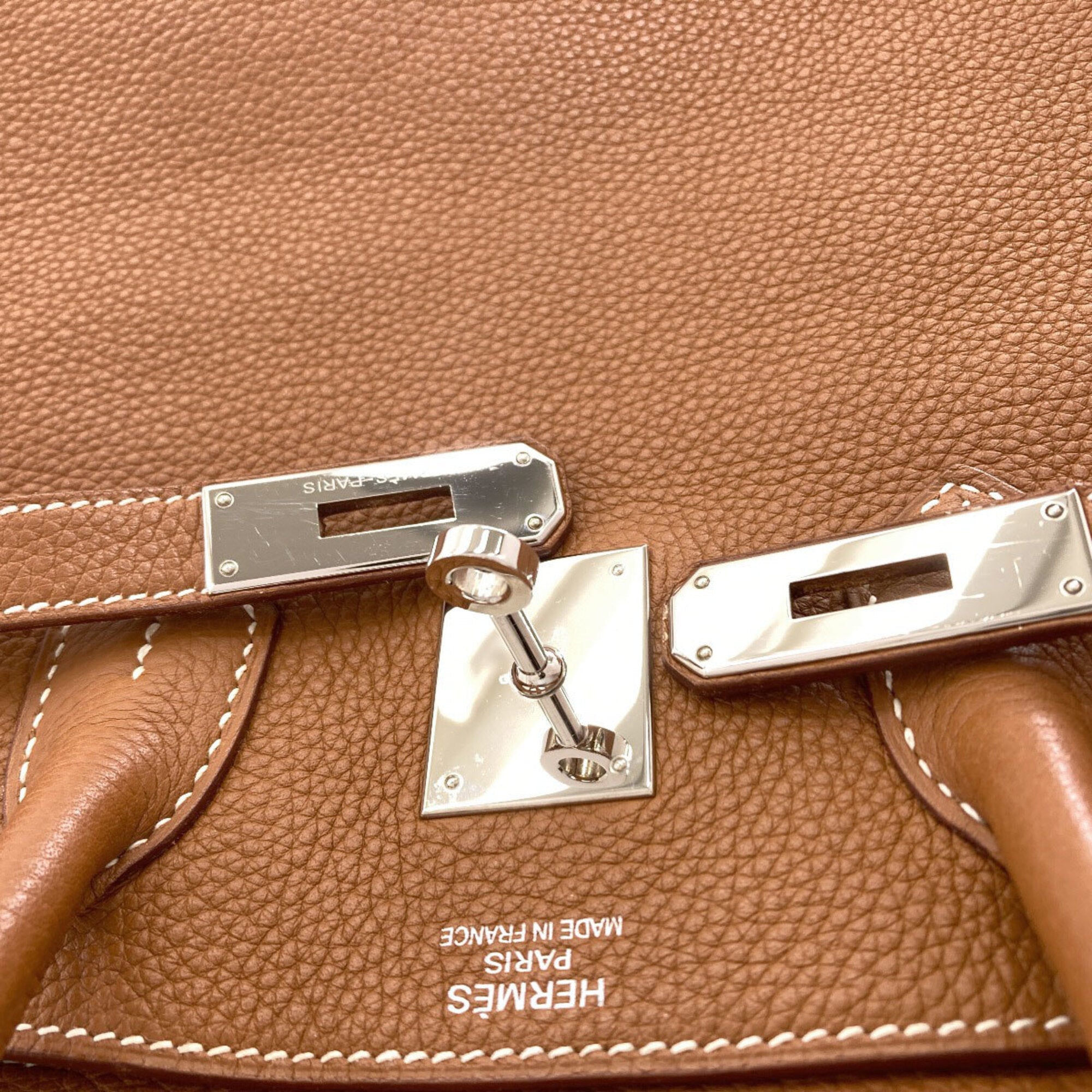 Hermes Gold Brown Taurillon Clemence Leather Handbag (Pre-Owned)