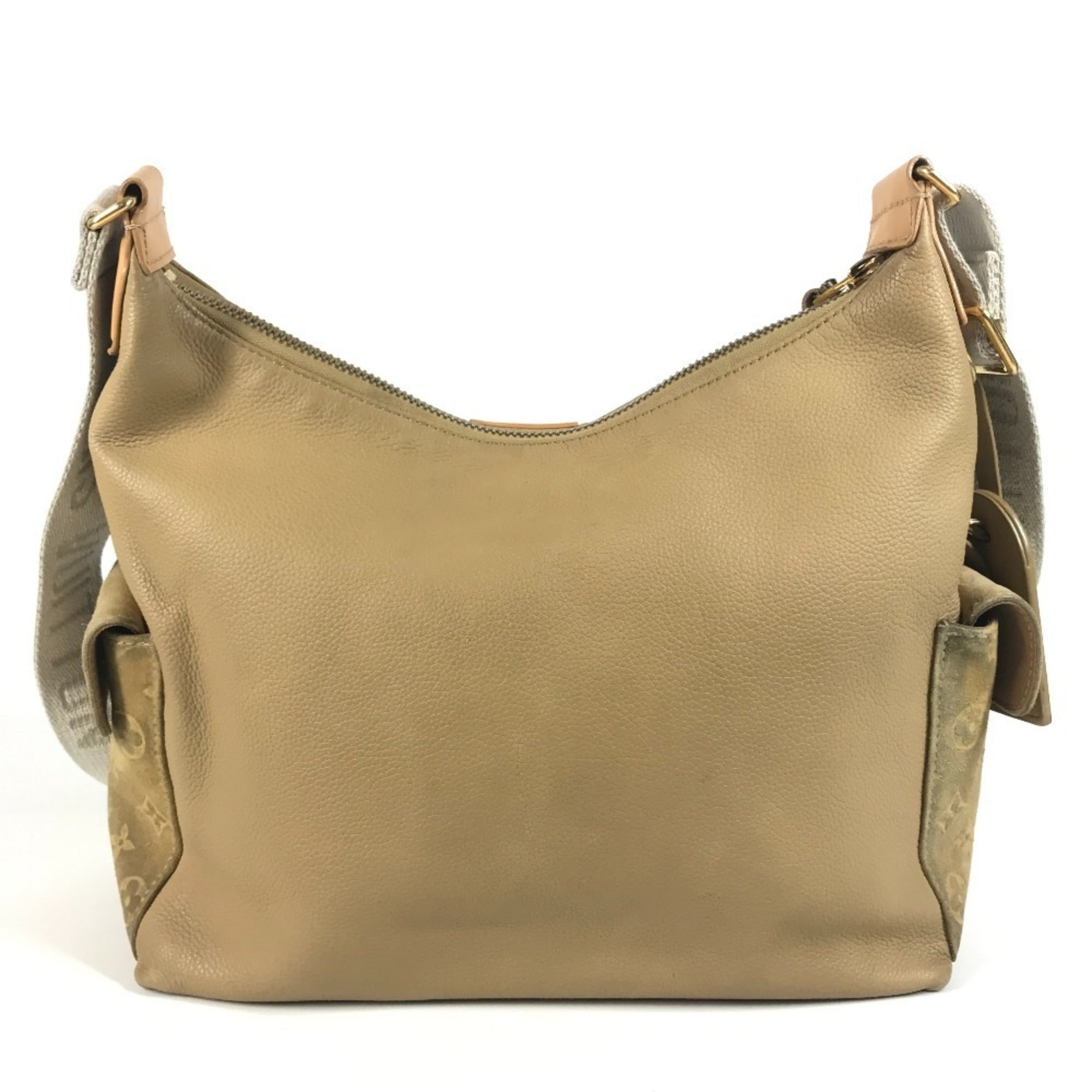 Louis Vuitton Beige Brown Monogram Canvas Leather Shoulder Bag (Pre-Owned)
