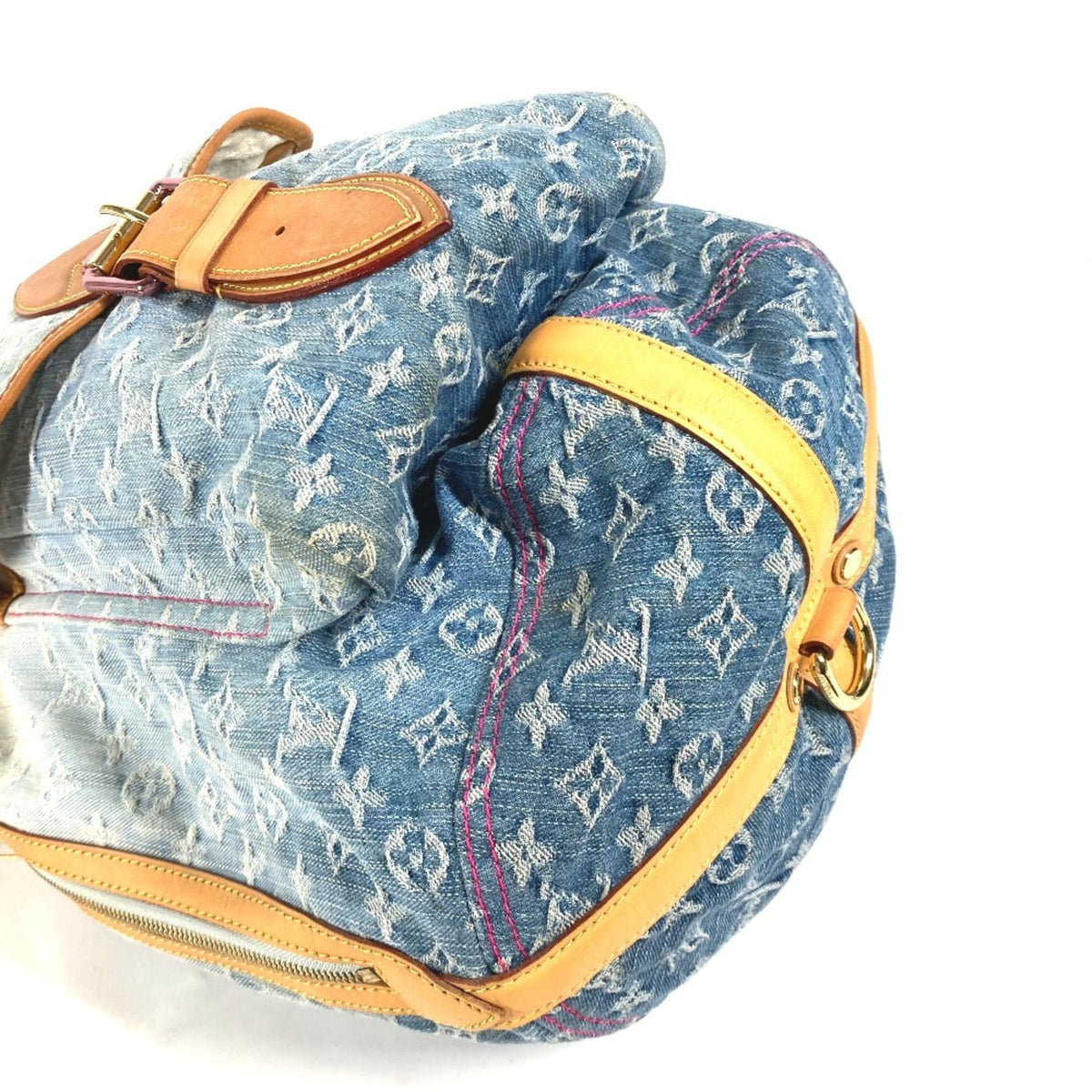 Louis Vuitton Blue Pink Monogram Denim Shoulder Bag Tote Bag (Pre-Owned)