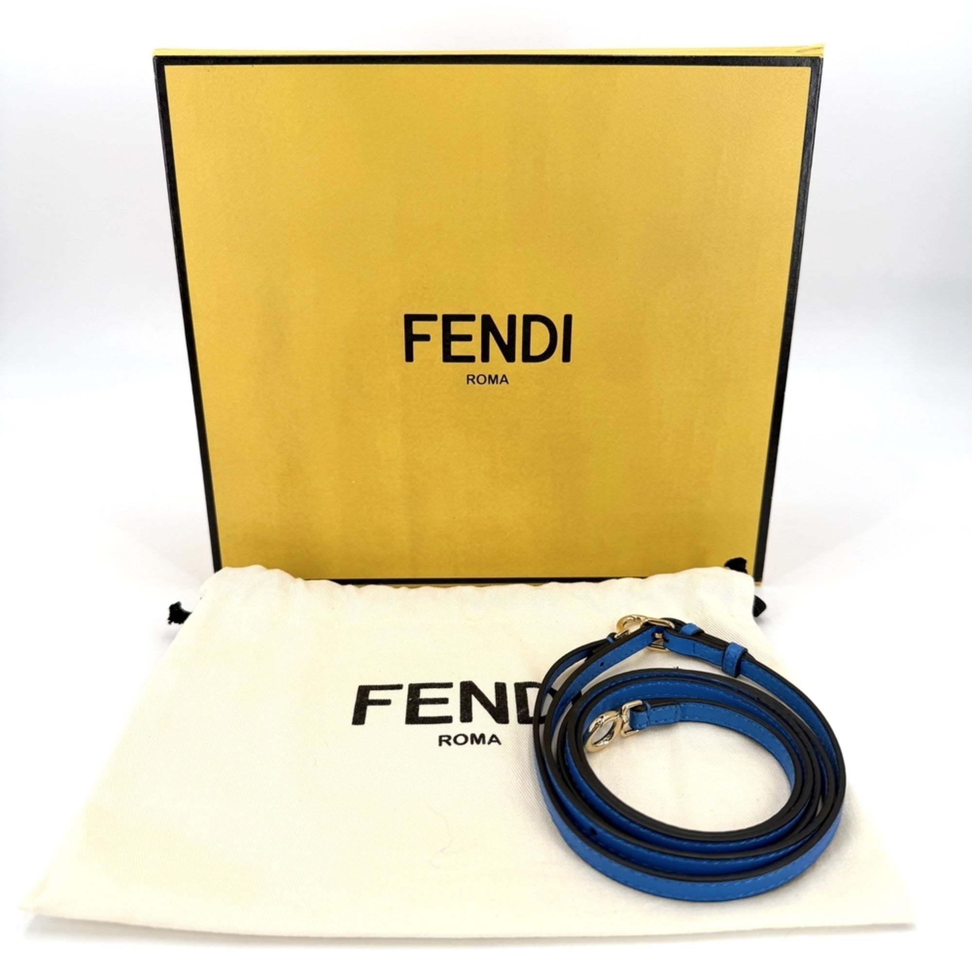 Fendi Blue Leather Handbag Shoulder Bag (Pre-Owned)
