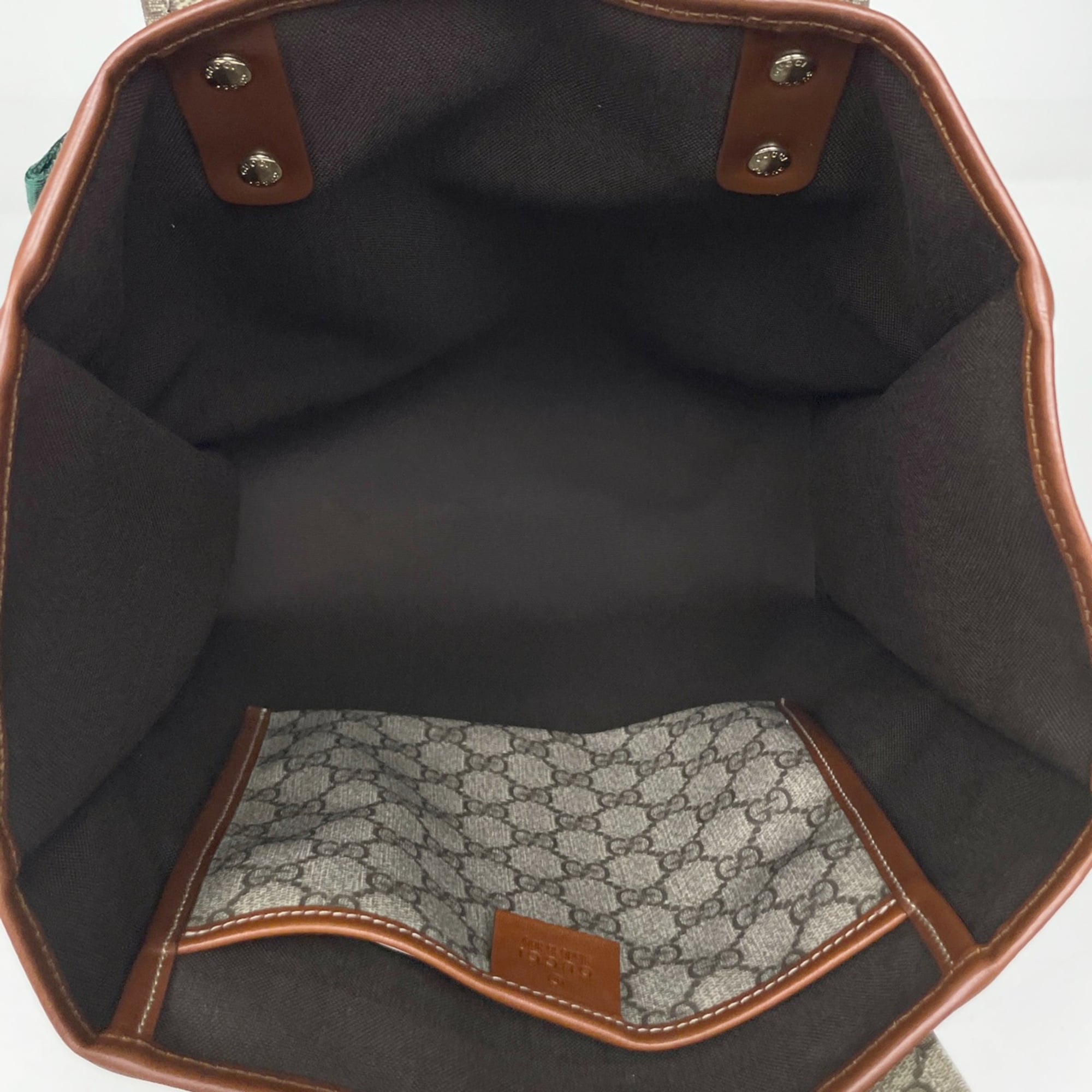 Gucci Beige Coated Canvas Leather Tote Bag (Pre-Owned)