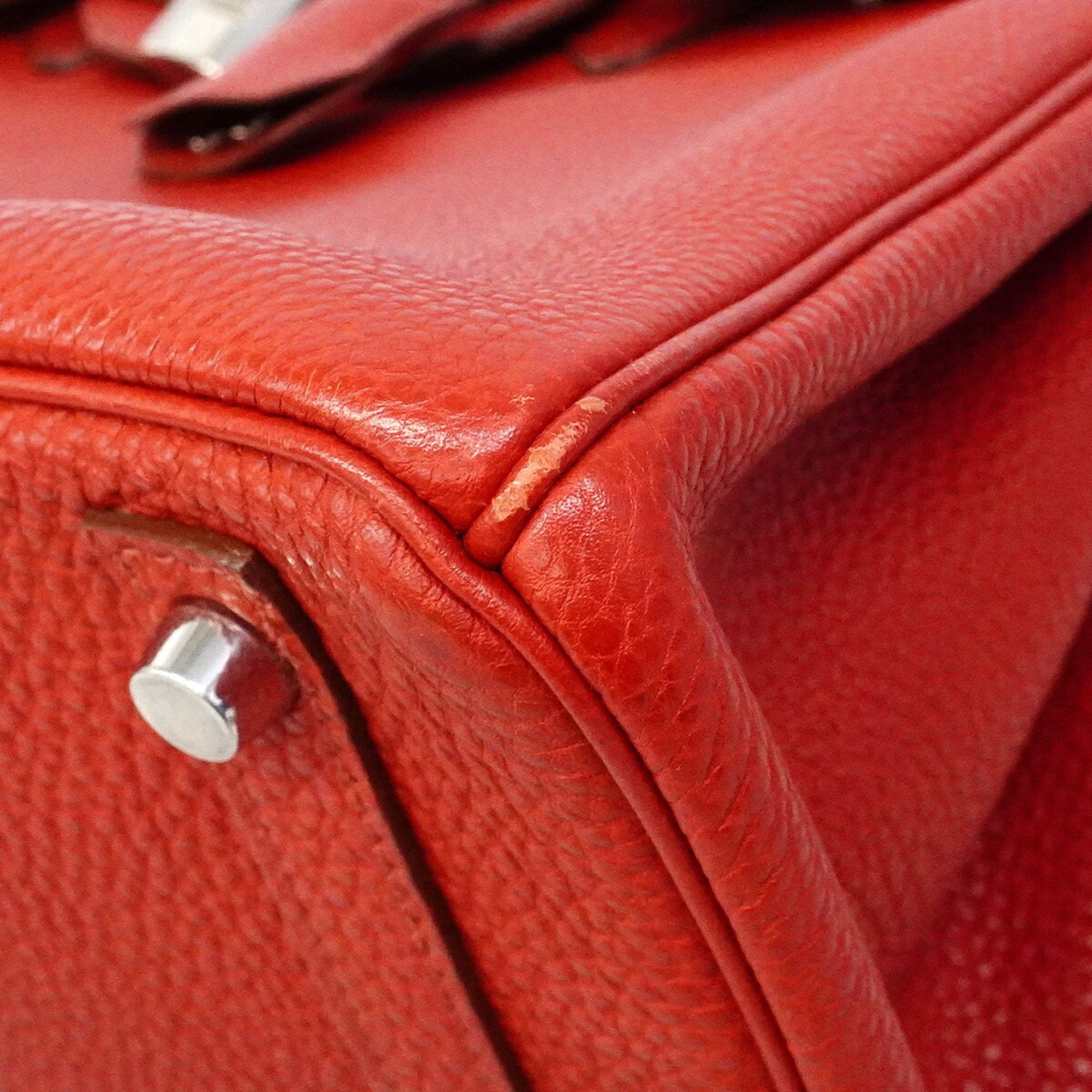 Hermes Rouge Casaque Togo Leather Handbag (Pre-Owned)