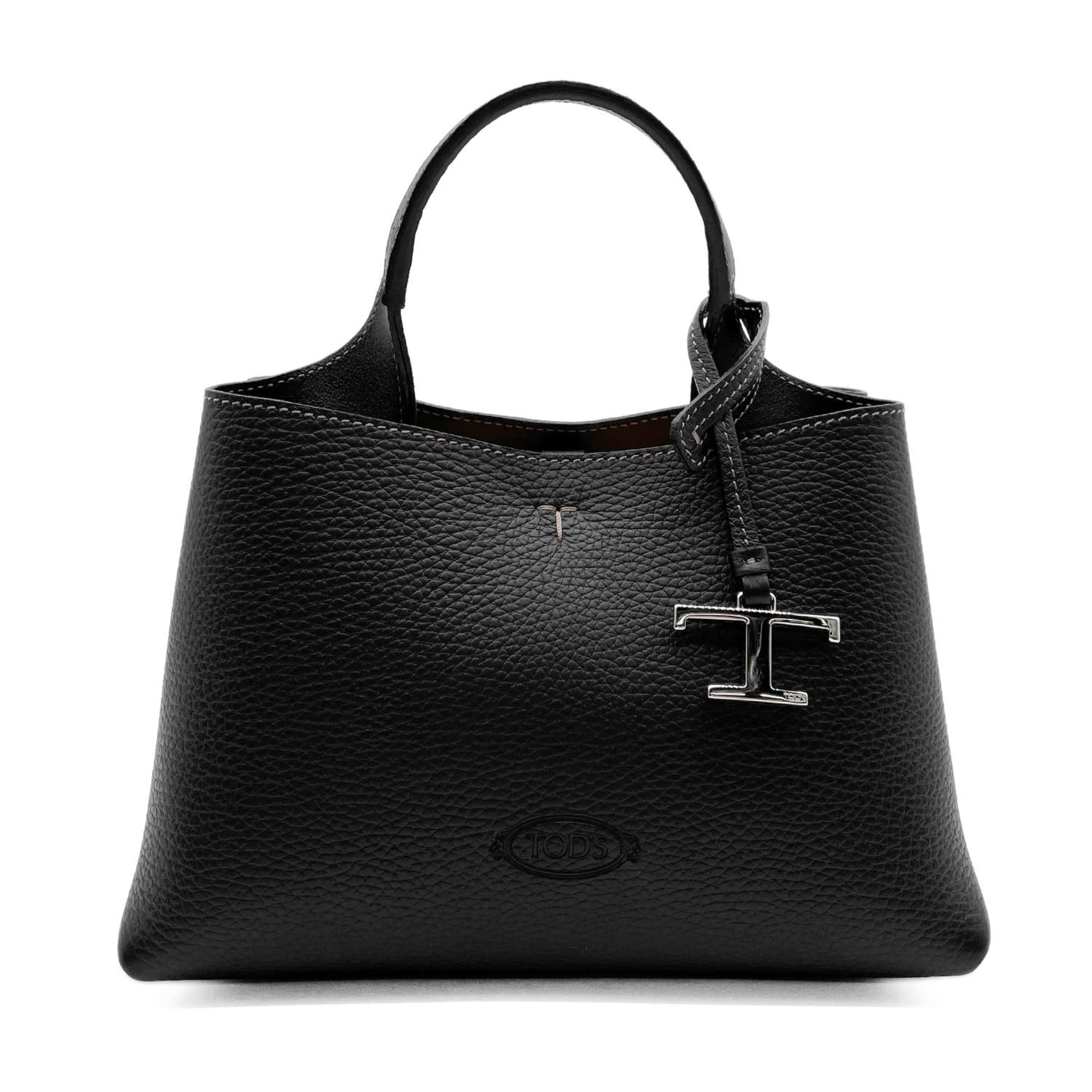 Tod's Black Leather Shoulder Bag Tote Bag (Pre-Owned)