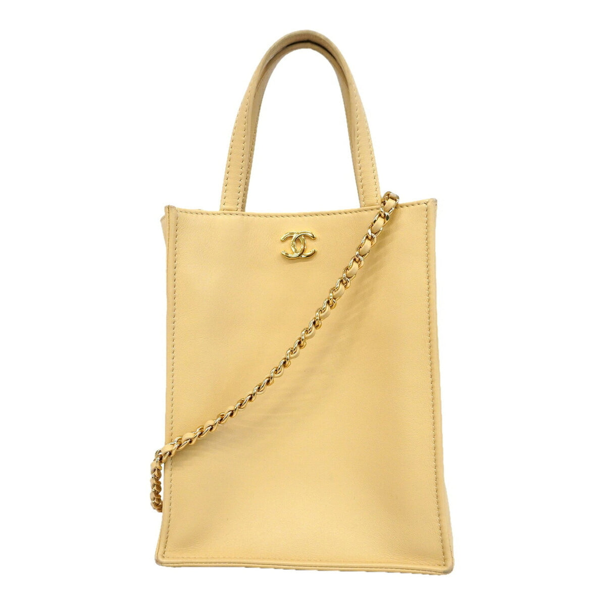 Chanel Beige Leather Handbag (Pre-Owned)