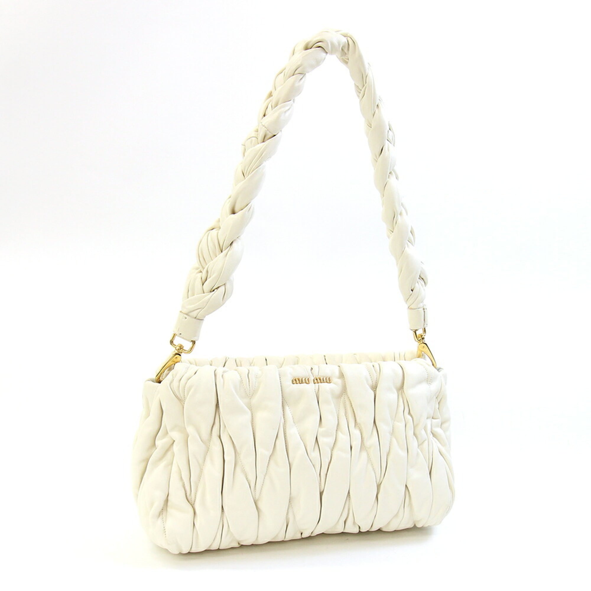Miu Miu Matelasse Ivory Leather Handbag Shoulder Bag (Pre-Owned)