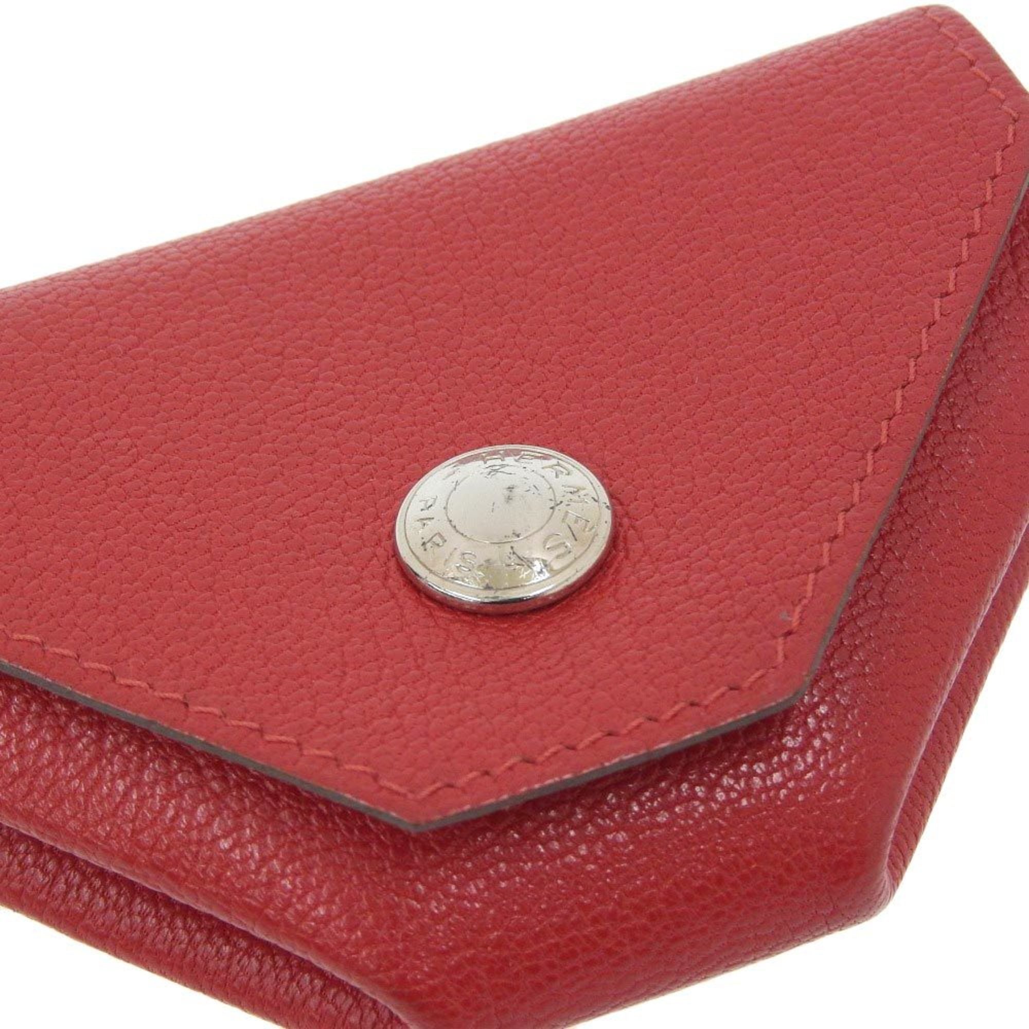 Hermes Red Color Chevre Leather Coin Purse/Coin Case (Pre-Owned)