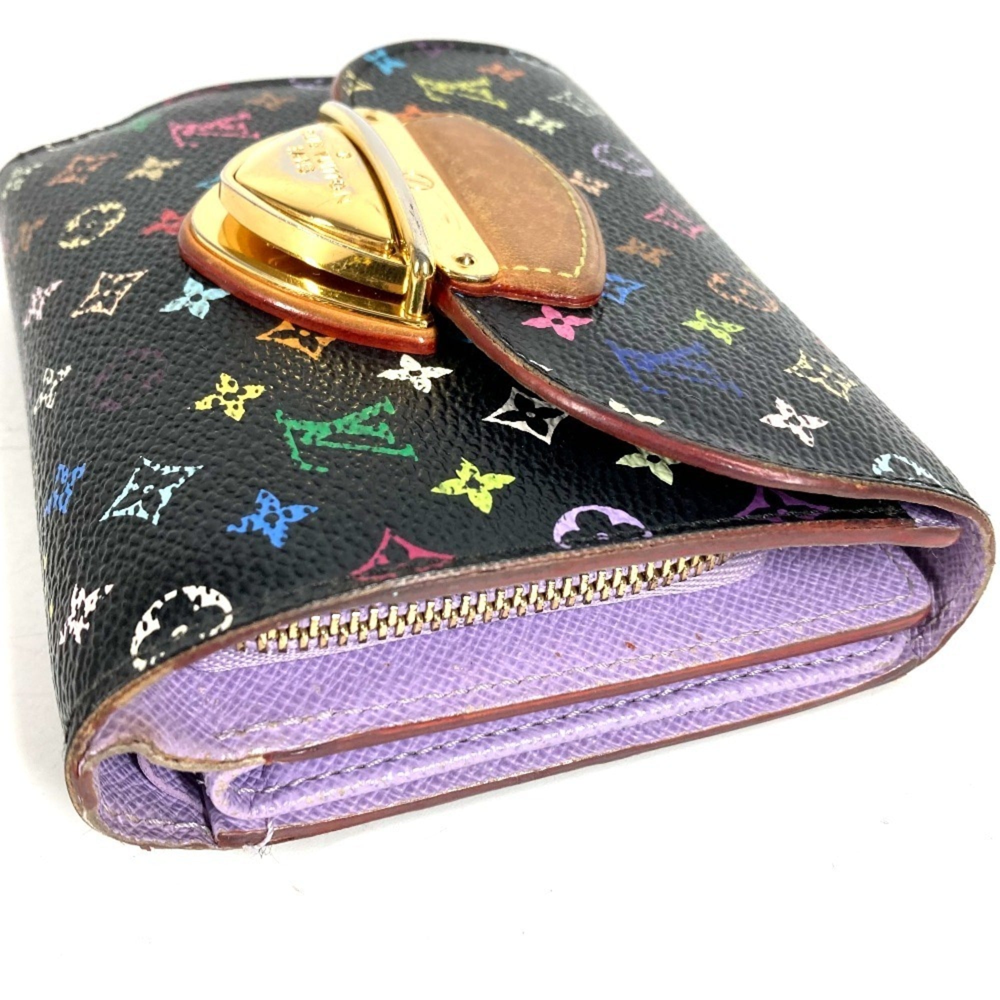 Louis Vuitton Black Multi-Color Purple Violet Monogram Multicolore Wallet (Tri-Fold) (Pre-Owned)