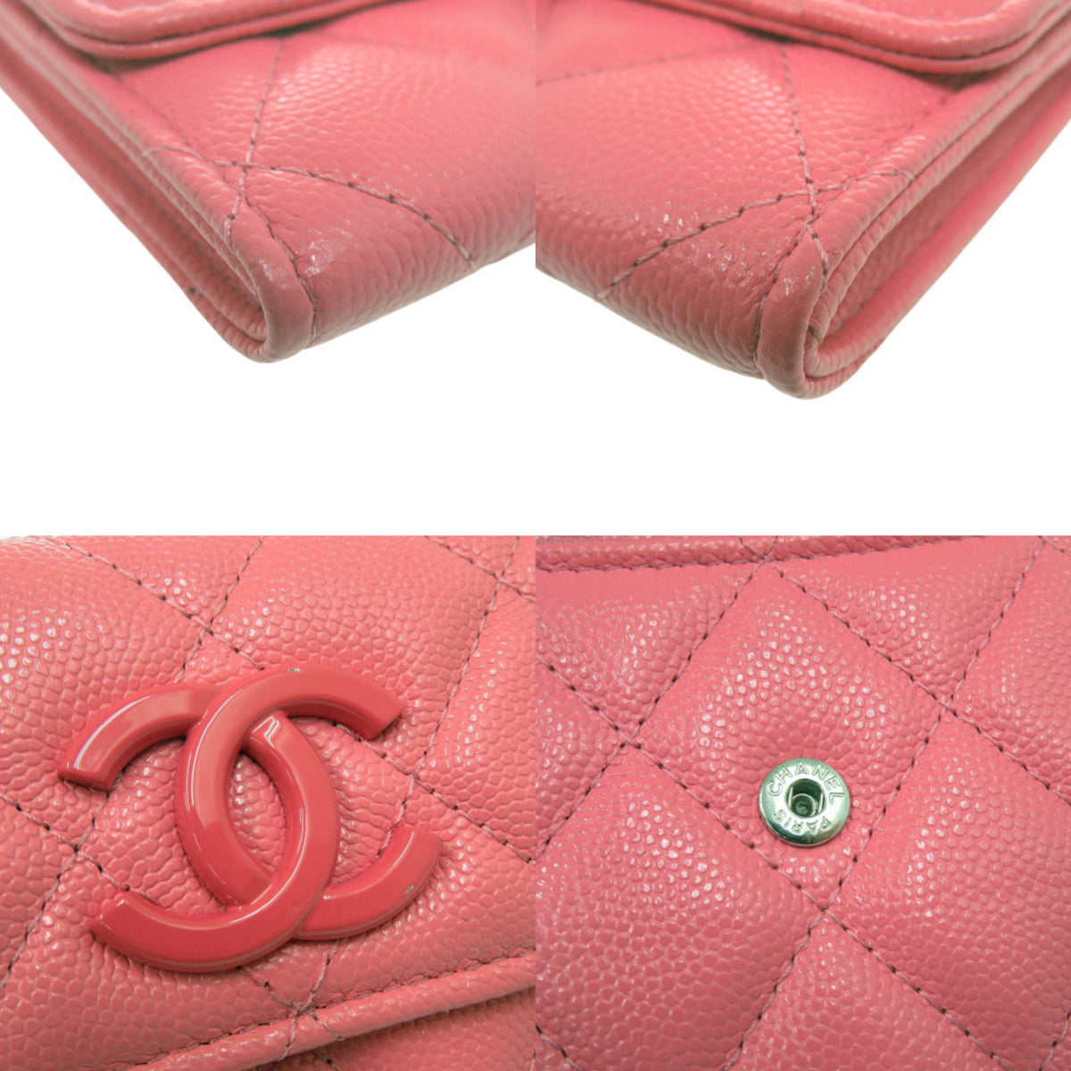 Chanel Pink Leather Coin Purse/Coin Case (Pre-Owned)