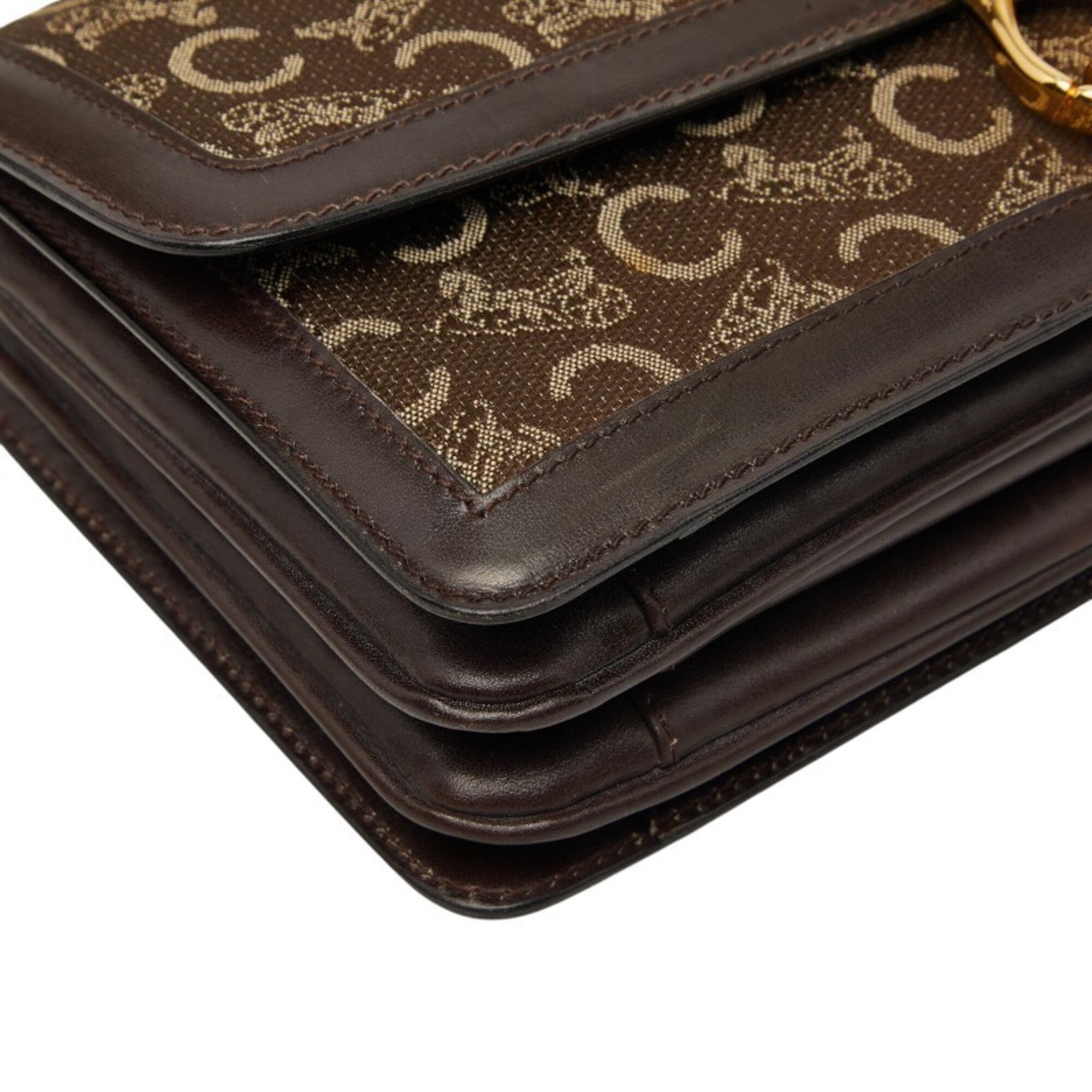 Celine Brown Canvas Leather Clutch Bag (Pre-Owned)