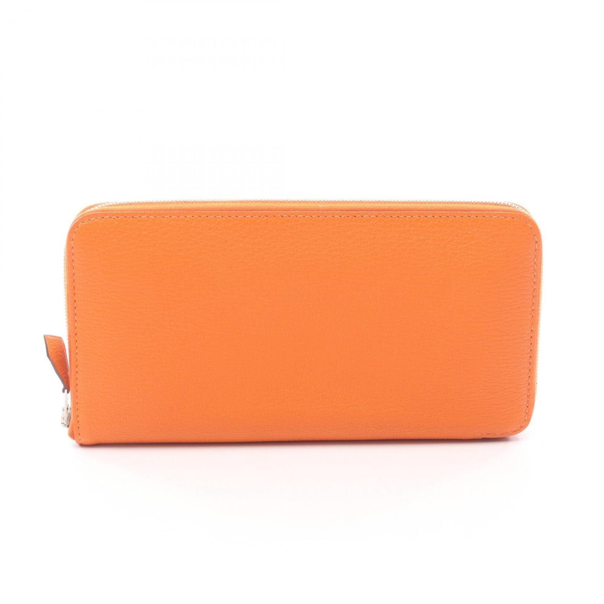 Hermes Feu Orange Chevre Leather Leather Long Wallet (Bi-Fold) (Pre-Owned)
