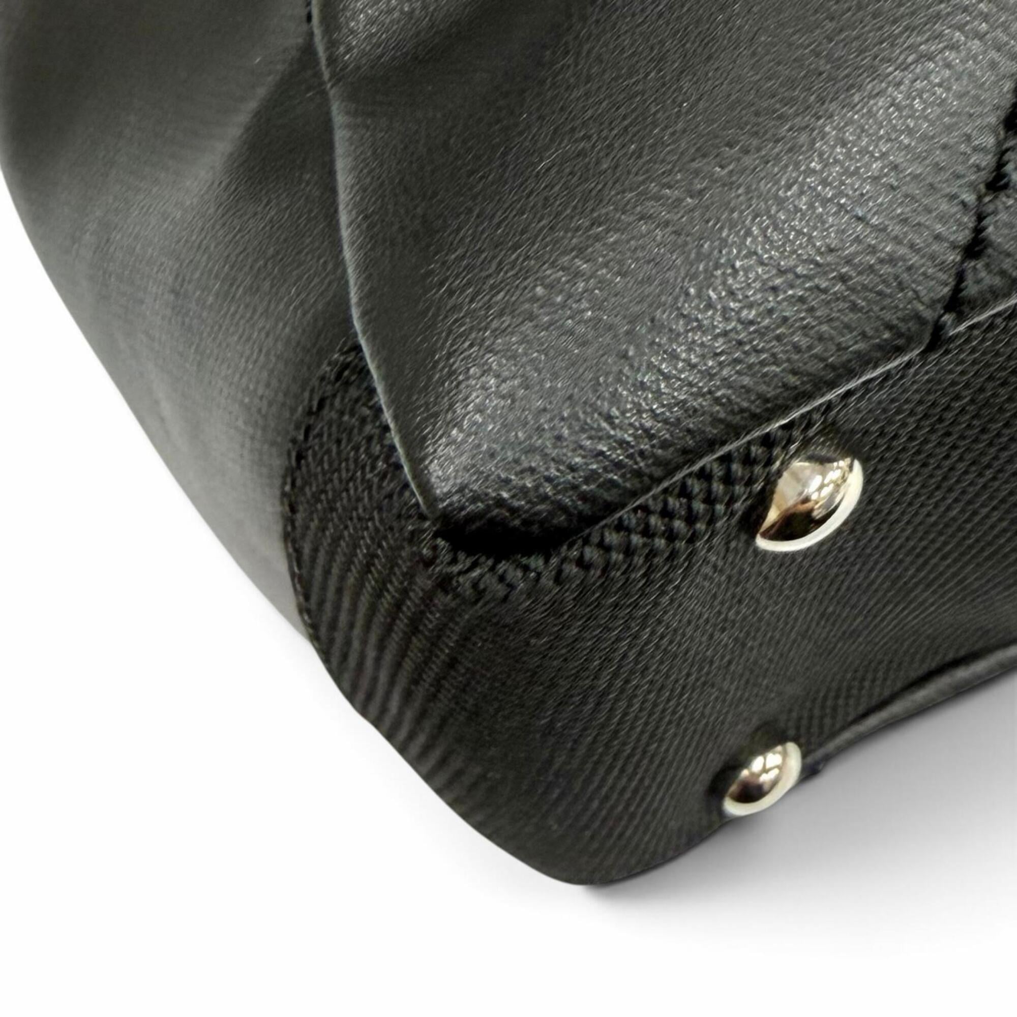 Chanel Black Coated Canvas Leather Tote Bag (Pre-Owned)