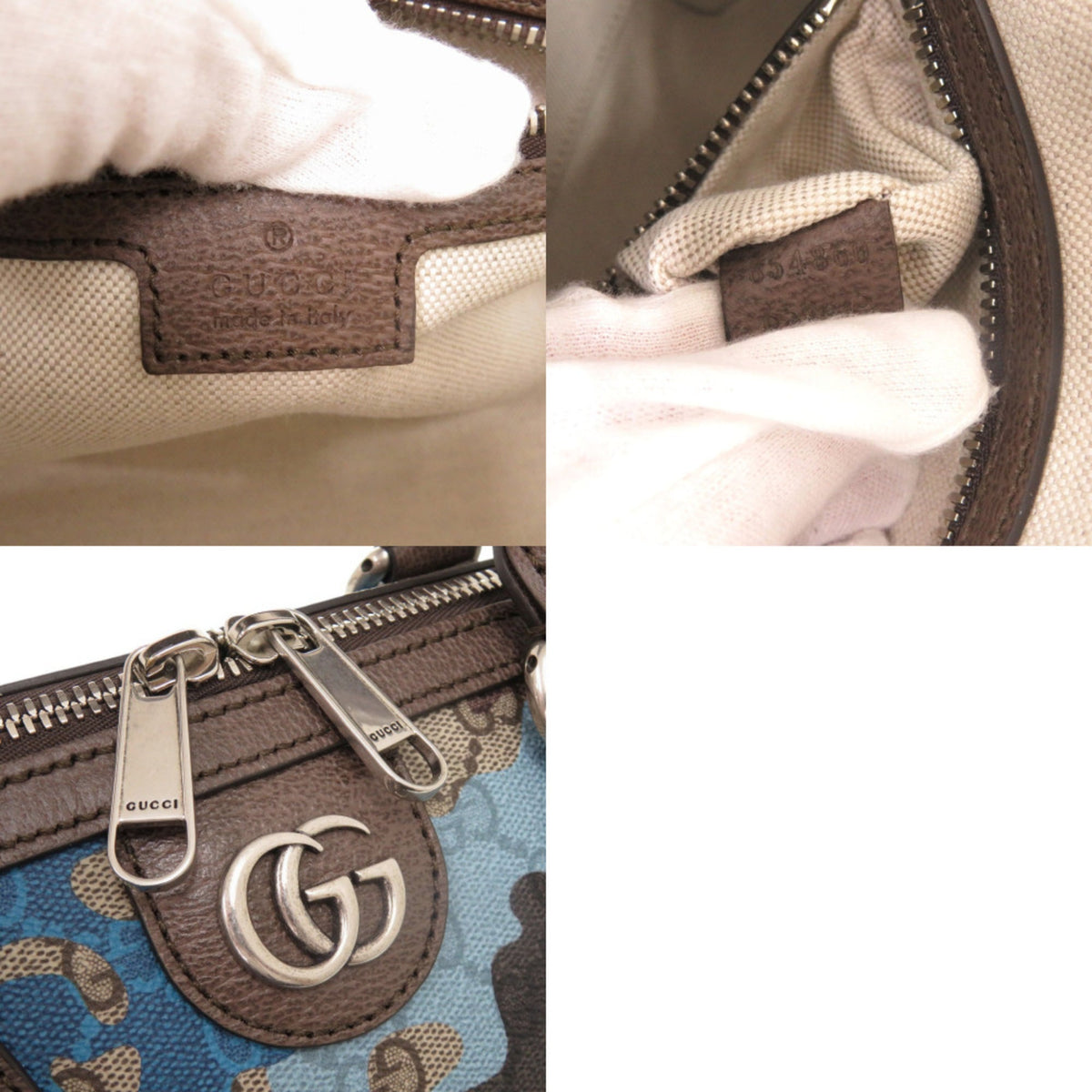Gucci Blue Brown Pvc Leather Handbag Shoulder Bag (Pre-Owned)