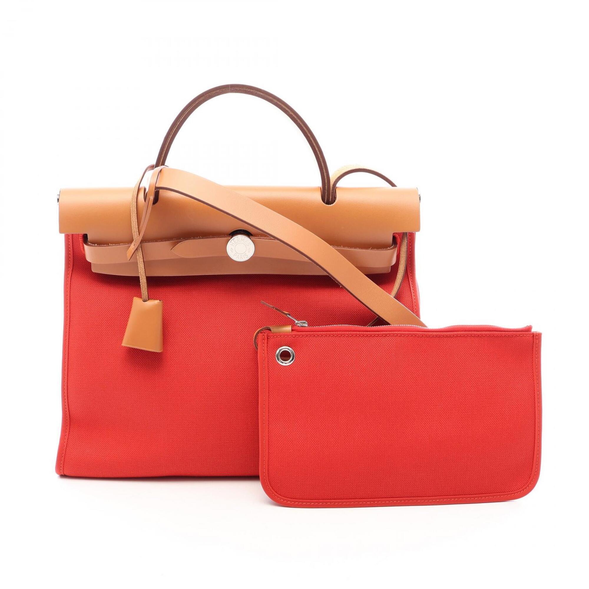 Hermes Brown Capucine Red Color Handbag Pouch (Pre-Owned)