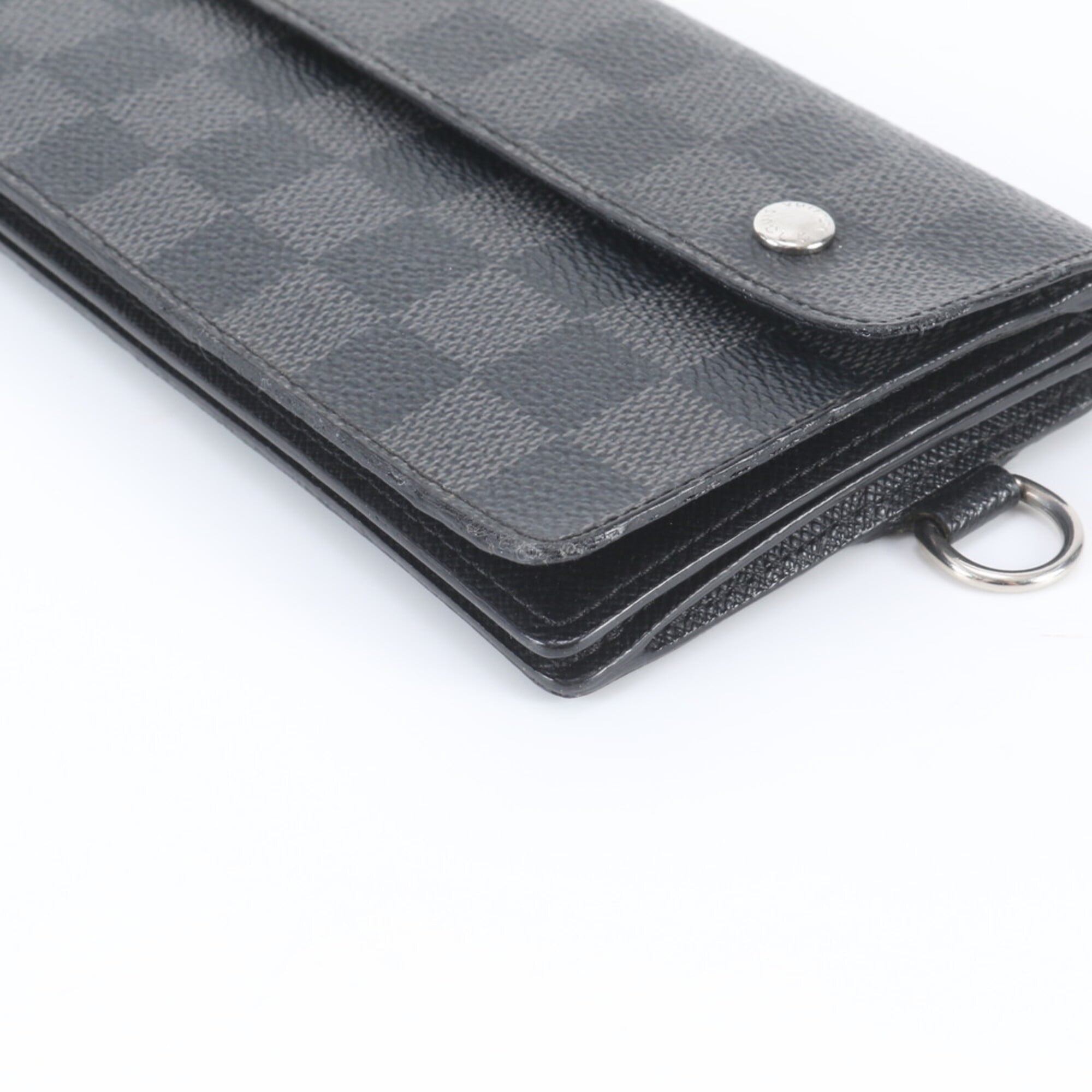 Louis Vuitton Black Leather Coated Canvas Long Wallet (Bi-Fold) (Pre-Owned)