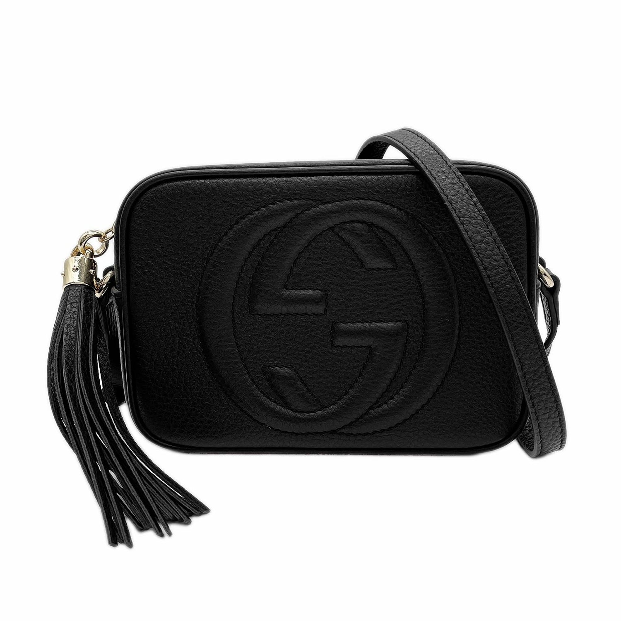 Gucci Black Leather Canvas Shoulder Bag (Pre-Owned)