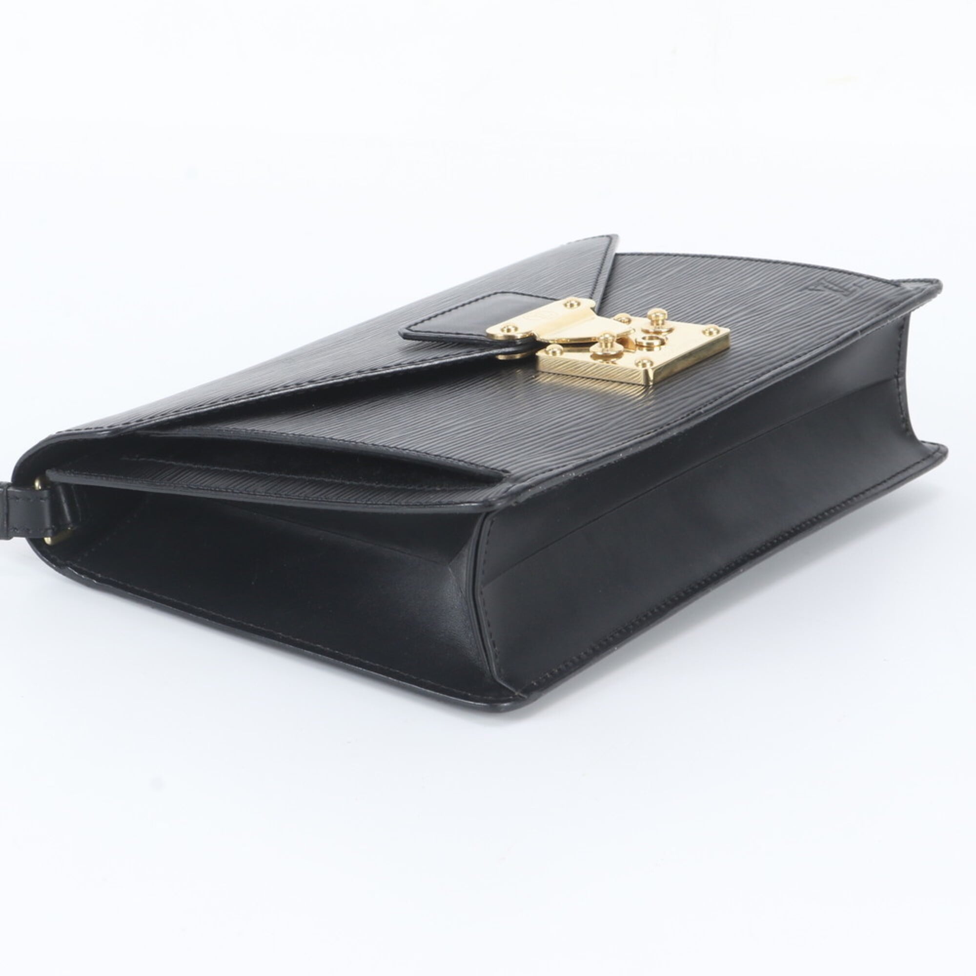 Louis Vuitton Noir Leather Clutch Bag Pochette Pouch (Pre-Owned)
