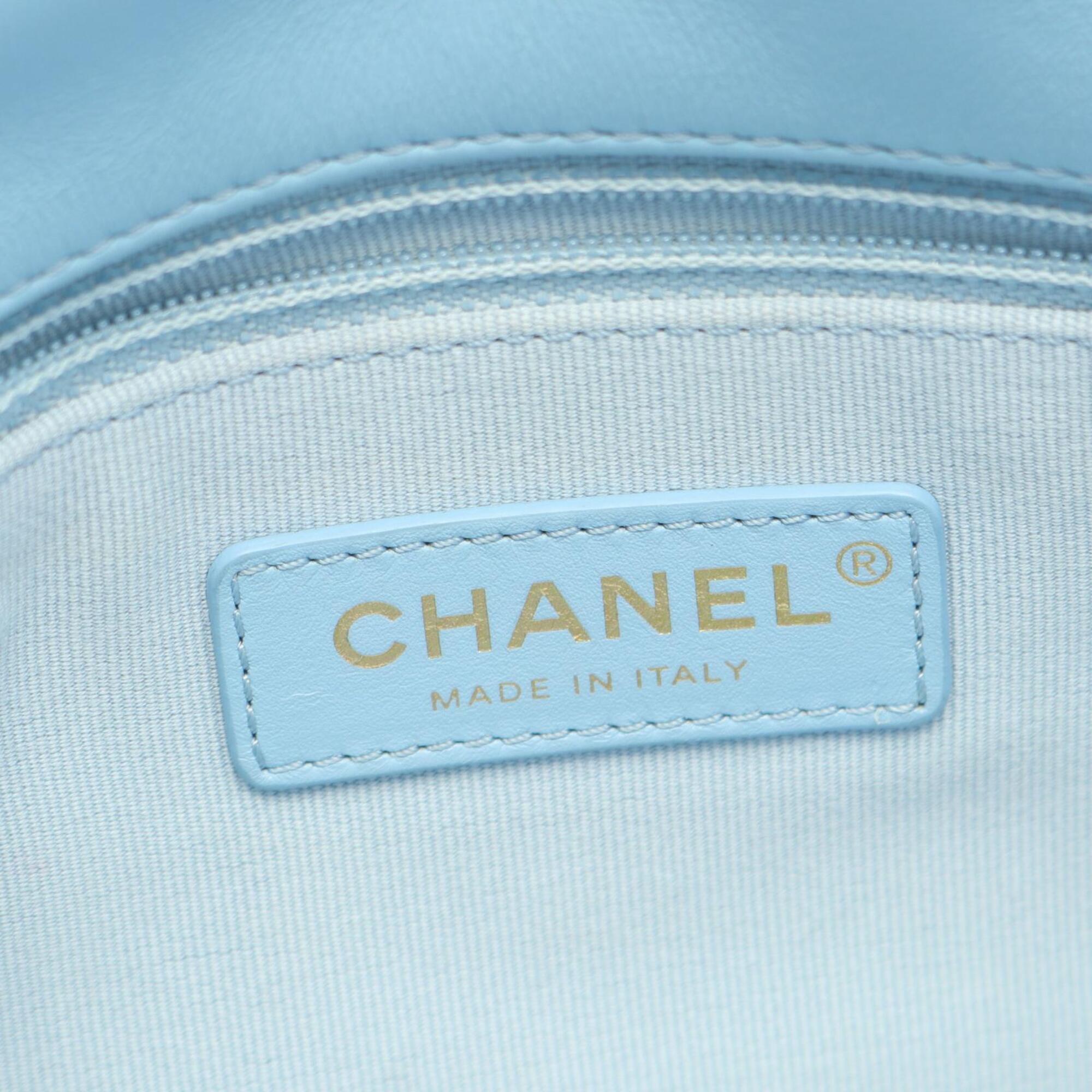 Chanel Blue Leather Handbag Shoulder Bag (Pre-Owned)