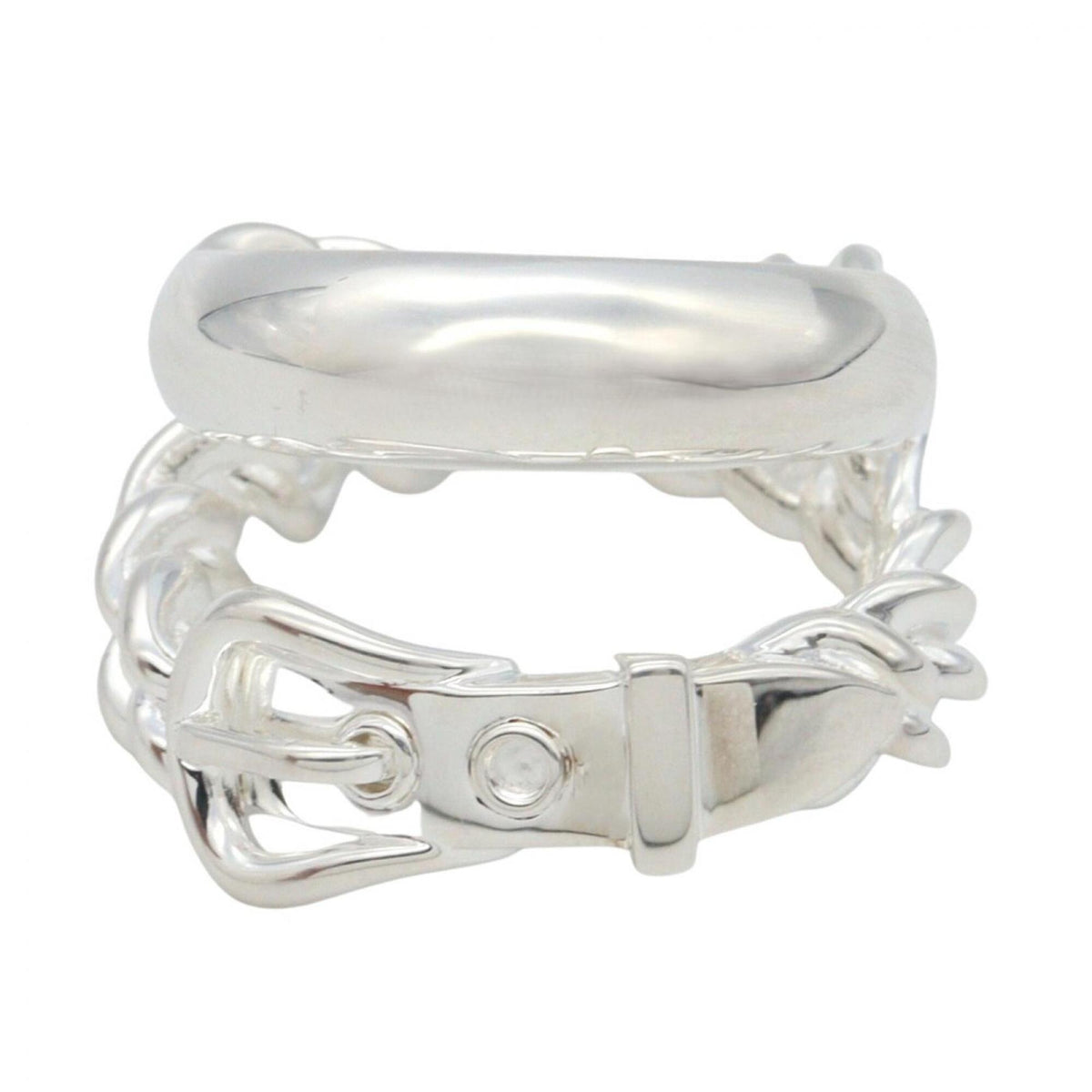 Hermes Silver Silver 925 Band Ring (Pre-Owned)