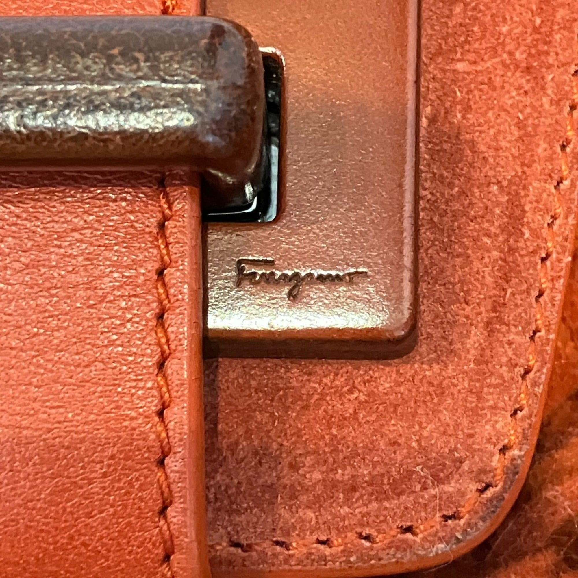 Salvatore Ferragamo Orange Knit Handbag (Pre-Owned)