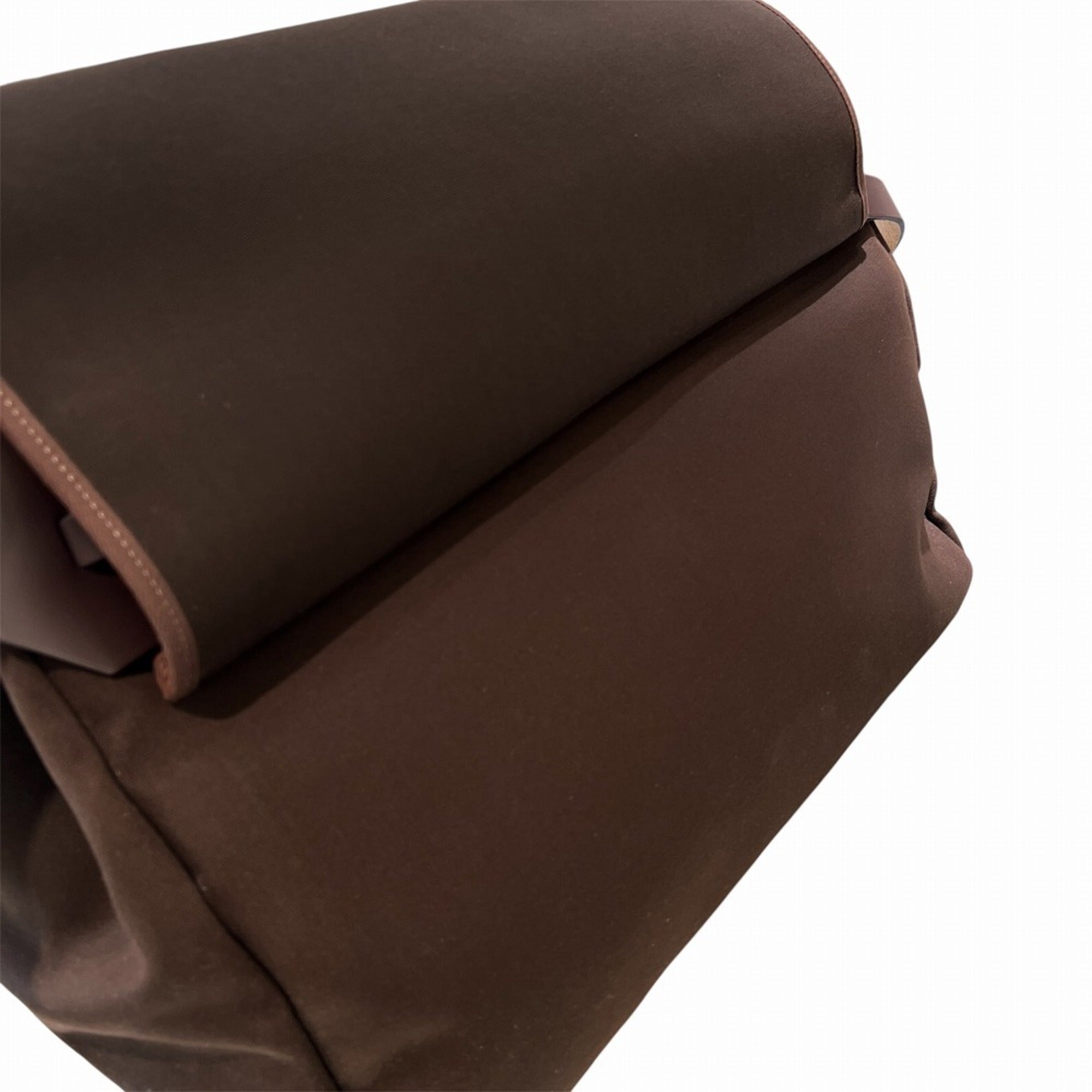 Hermes Brown Canvas Leather Pouch Tote Bag (Pre-Owned)