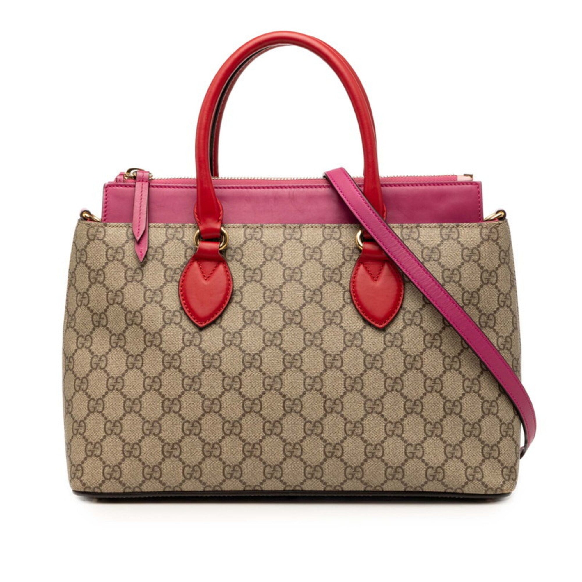 Gucci Beige Pink Red Pvc Leather Handbag Shoulder Bag (Pre-Owned)