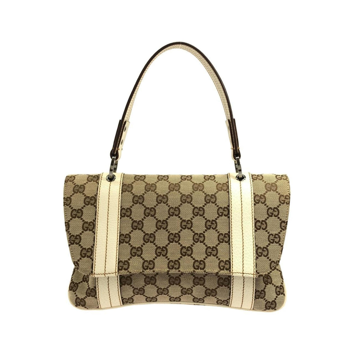 Gucci Beige White Gg Canvas Handbag (Pre-Owned)