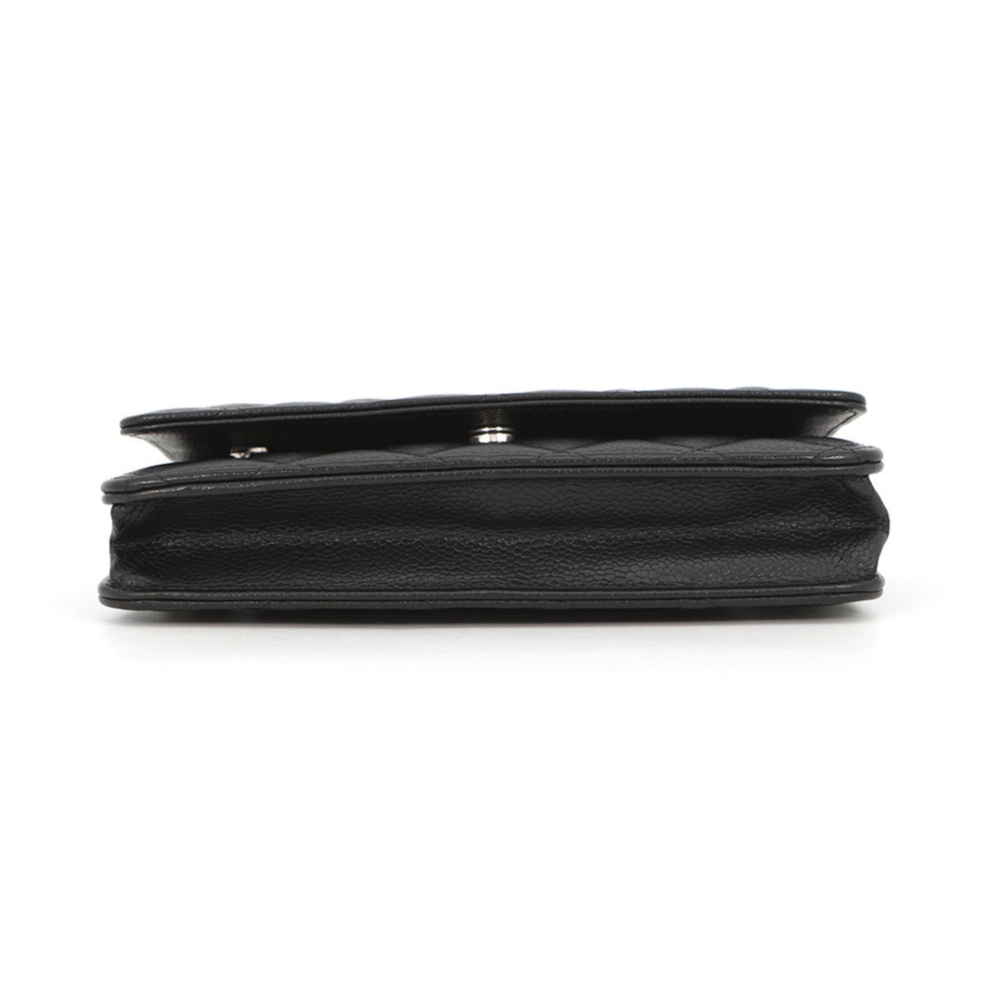 Chanel Black Grained Calfskin Chain/Shoulder Wallet (Pre-Owned)