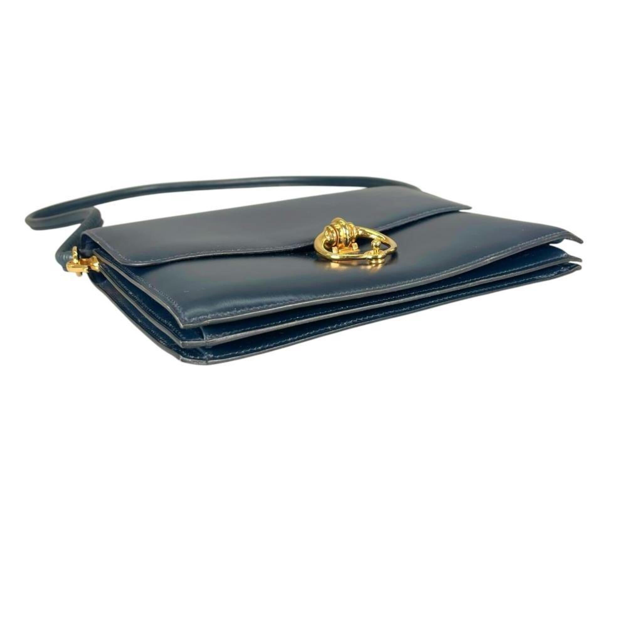 Hermes Blue Leather Shoulder Bag (Pre-Owned)