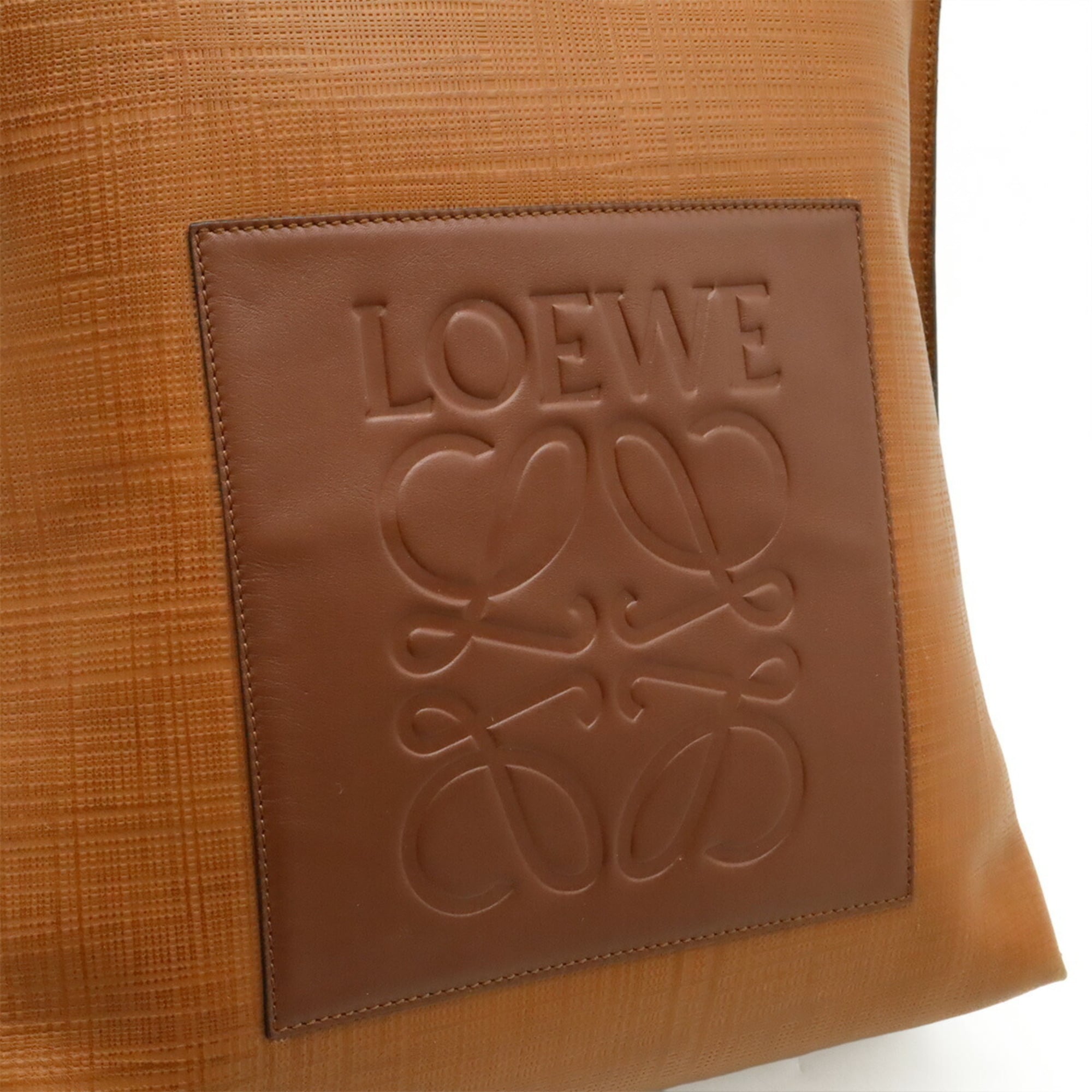 Loewe Linen Brown Leather Shoulder Bag Tote Bag (Pre-Owned)