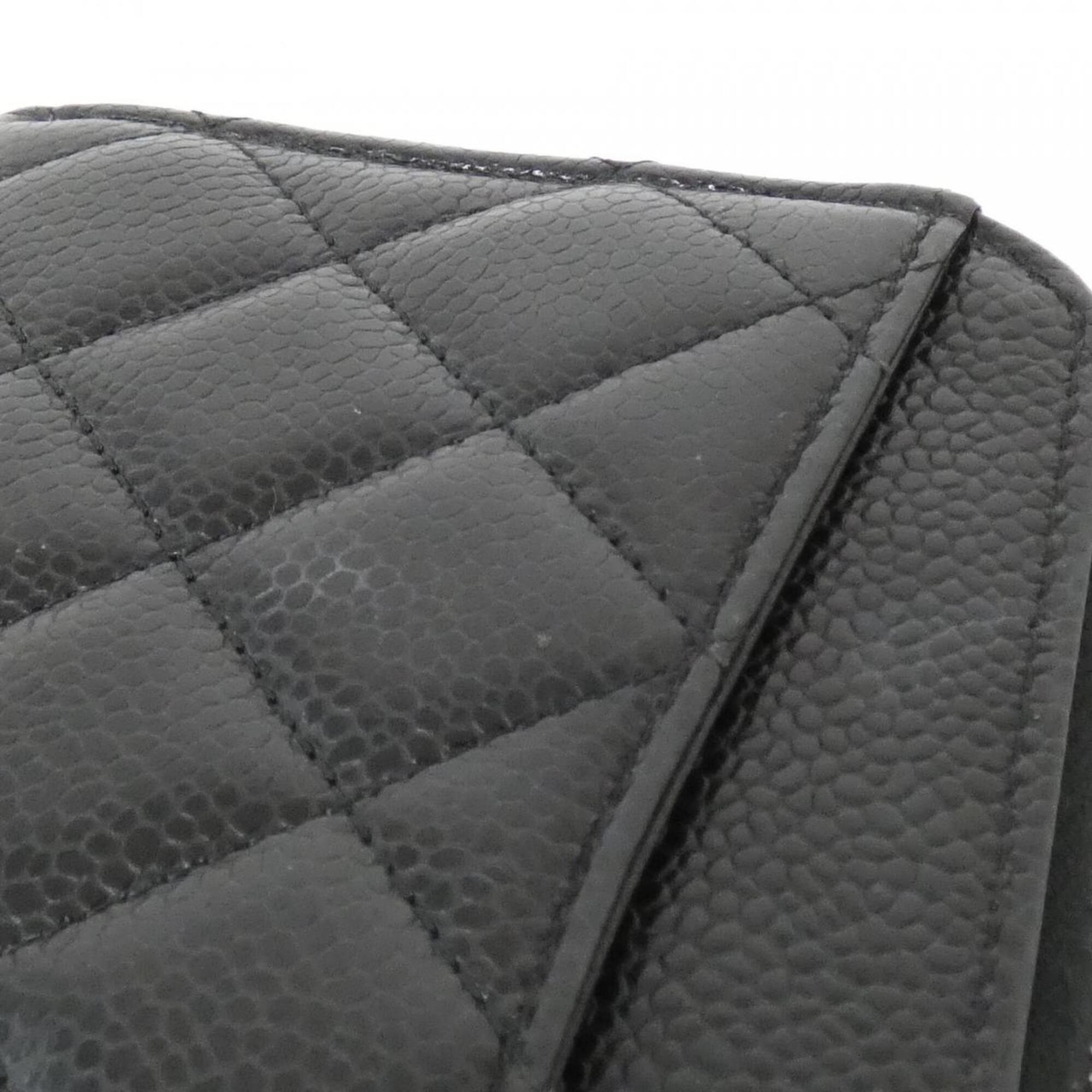 Chanel Black Bordeaux Grained Calfskin Long Wallet (Bi-Fold) (Pre-Owned)