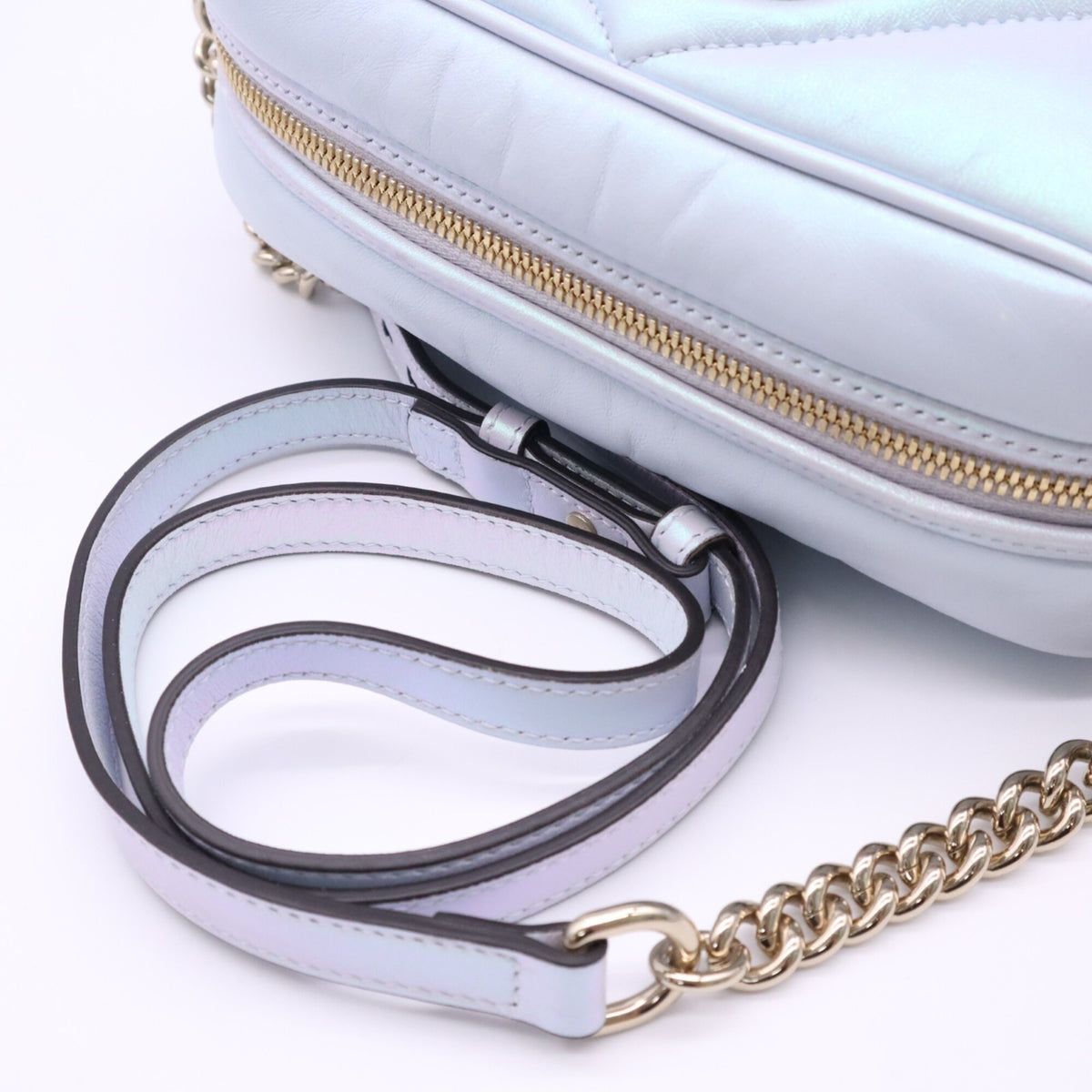 Gucci Gg Marmont Blue Leather Shoulder Bag (Pre-Owned)