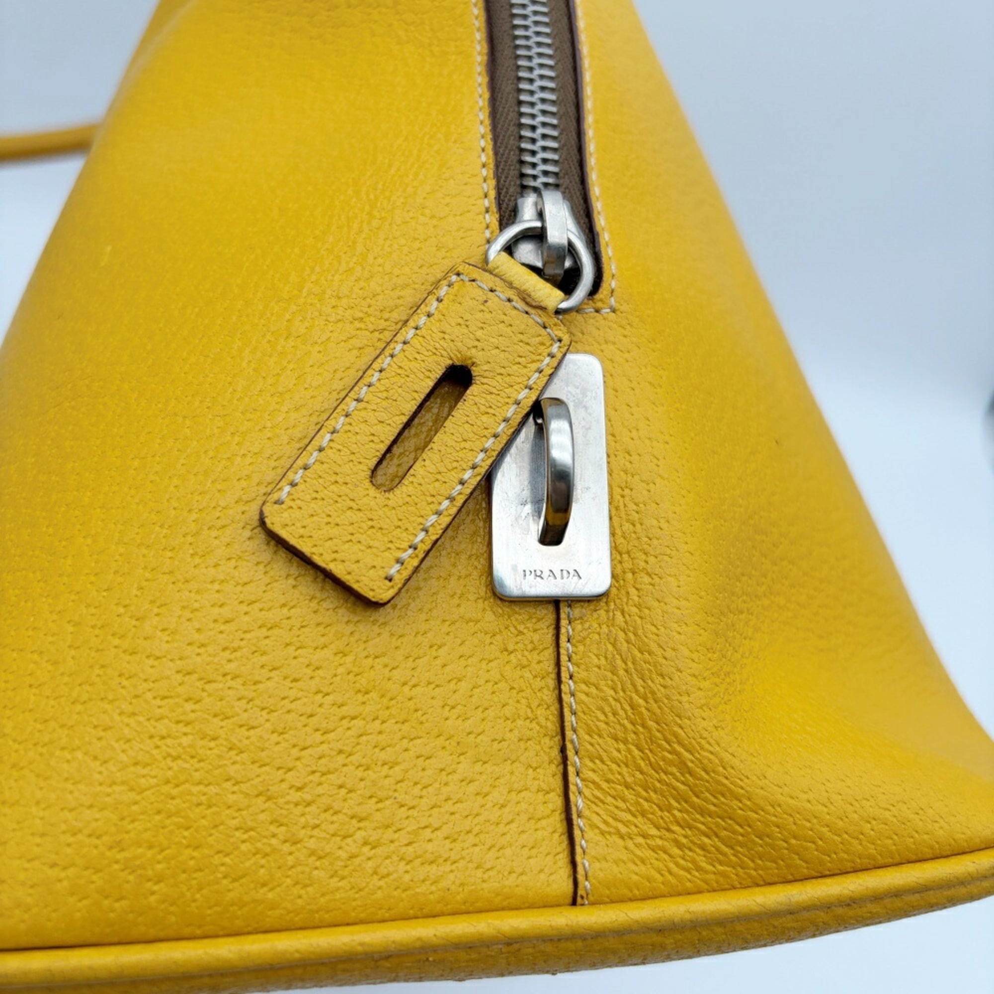 Prada Yellow Leather Tote Bag (Pre-Owned)