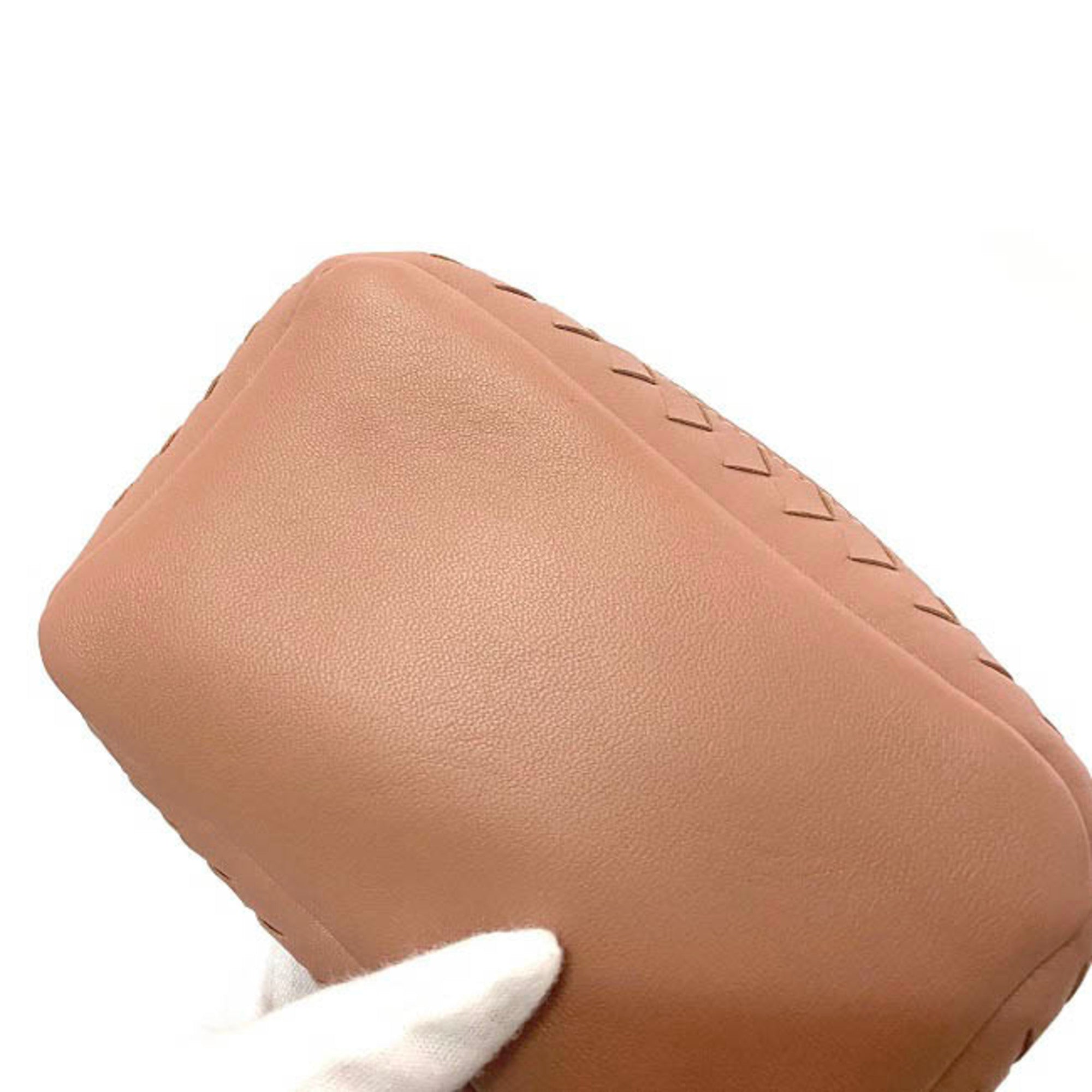 Bottega Veneta Intrecciato Pink Beige Leather Pouch (Pre-Owned)