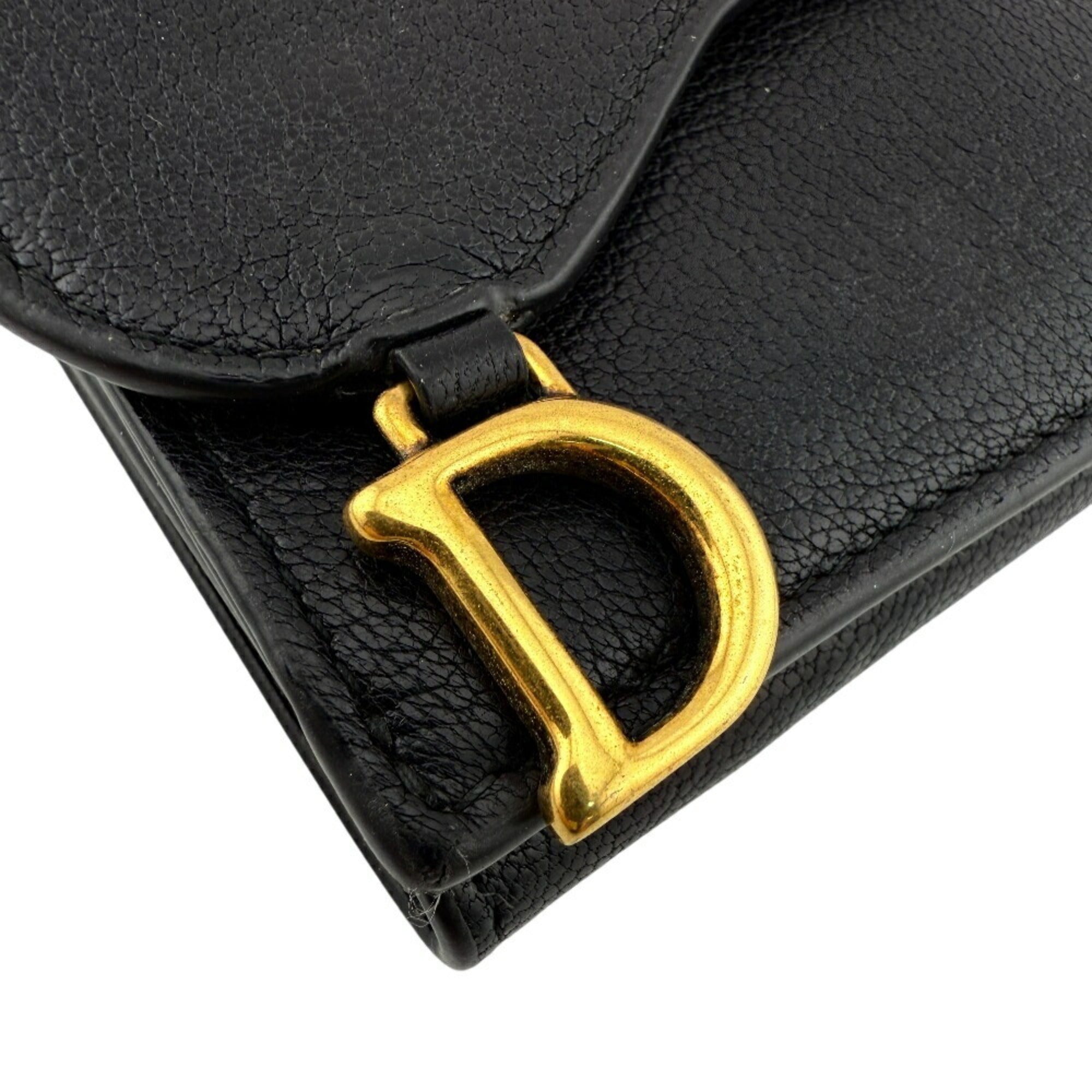 Christian Dior Black Leather Wallet (Tri-Fold) (Pre-Owned)