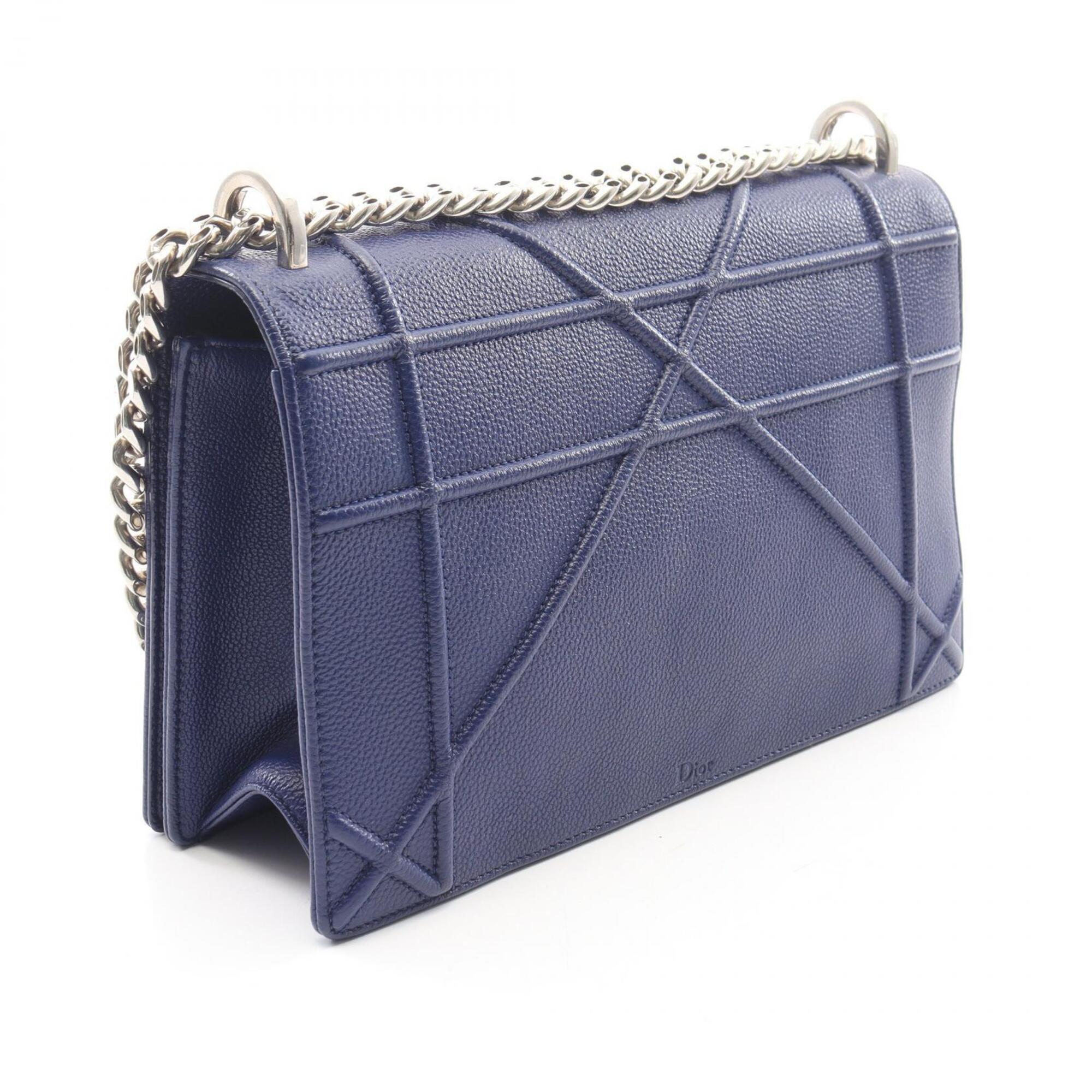 Christian Dior Blue Leather Handbag Shoulder Bag (Pre-Owned)