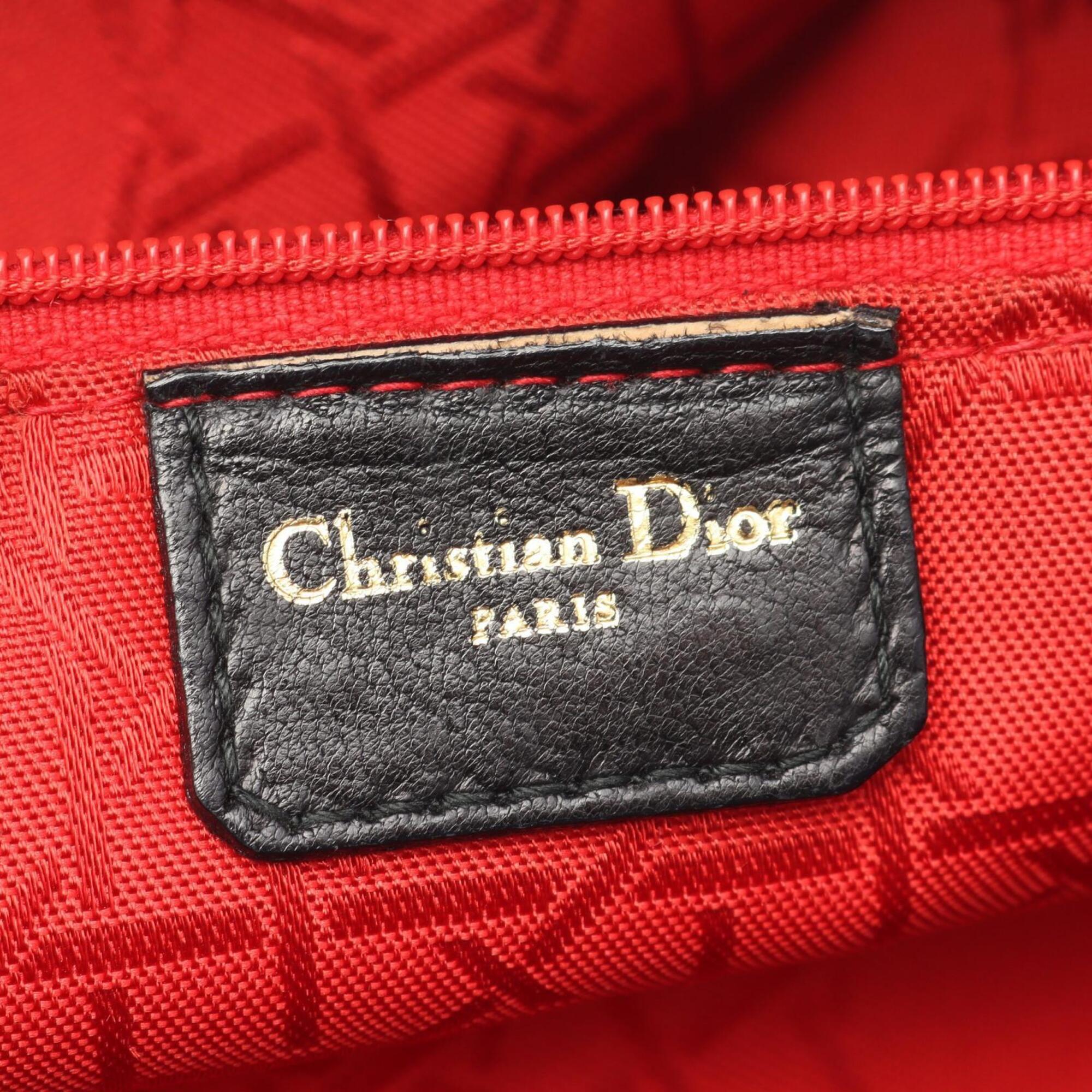 Christian Dior Black Leather Handbag Shoulder Bag (Pre-Owned)