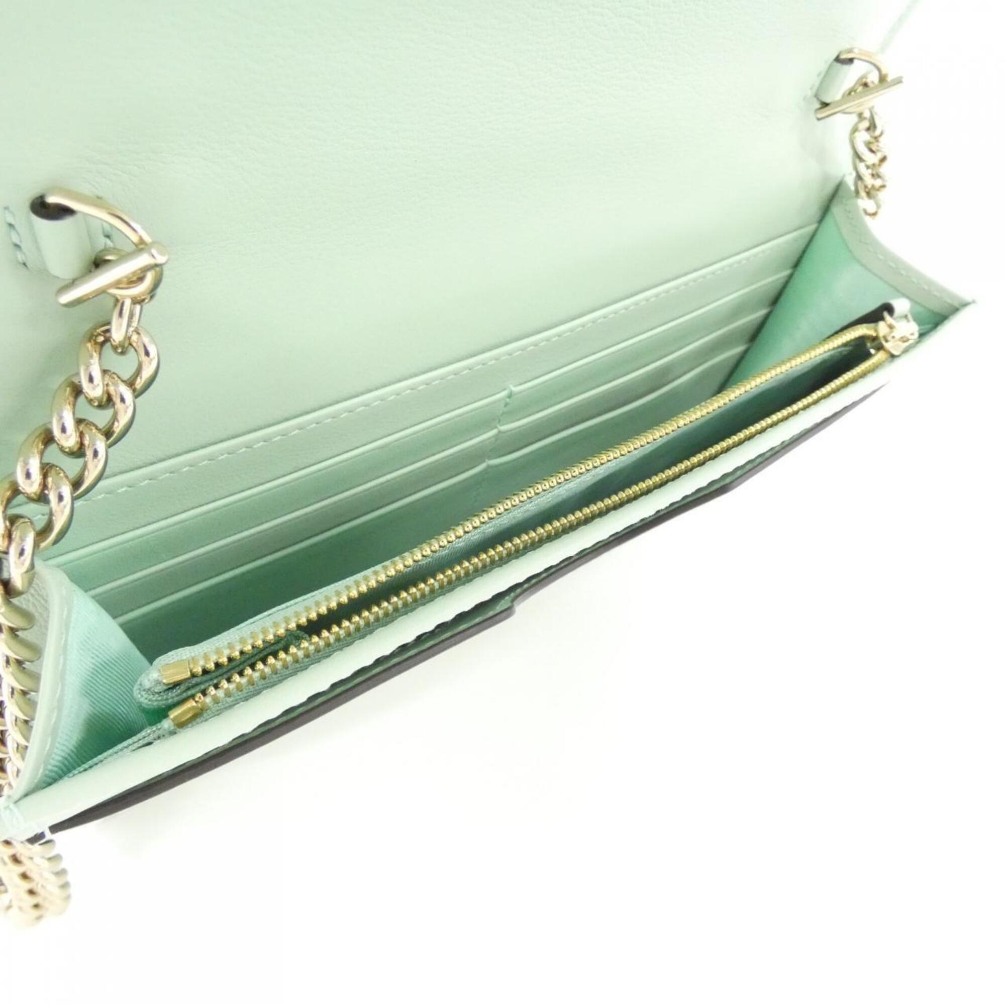 Gucci Beige Blue Green Gg Supreme Leather Chain/Shoulder Wallet (Pre-Owned)