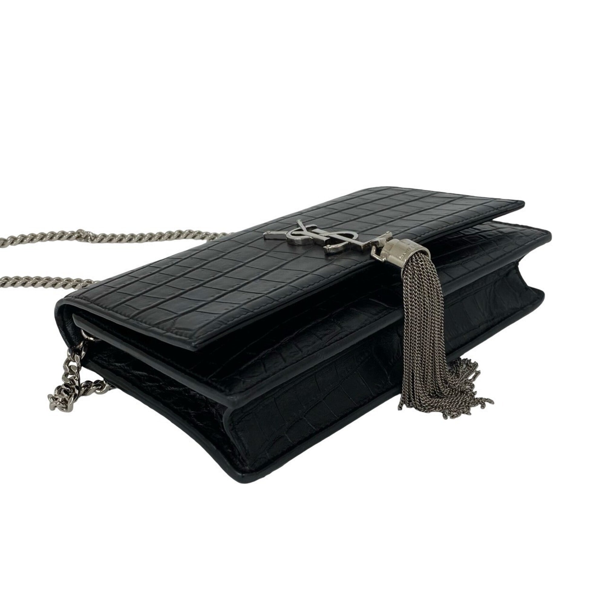 Saint Laurent Black Leather Pochette Shoulder Bag (Pre-Owned)