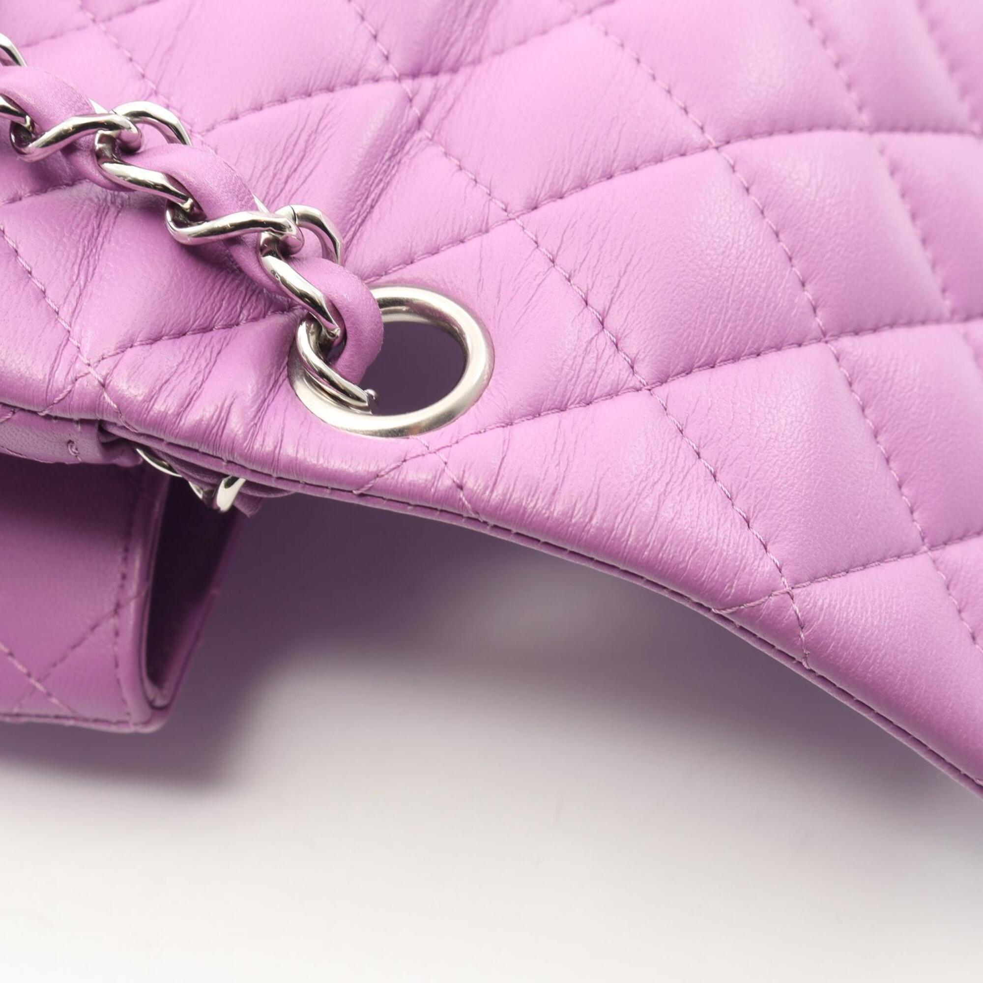 Chanel Purple Leather Handbag Shoulder Bag (Pre-Owned)