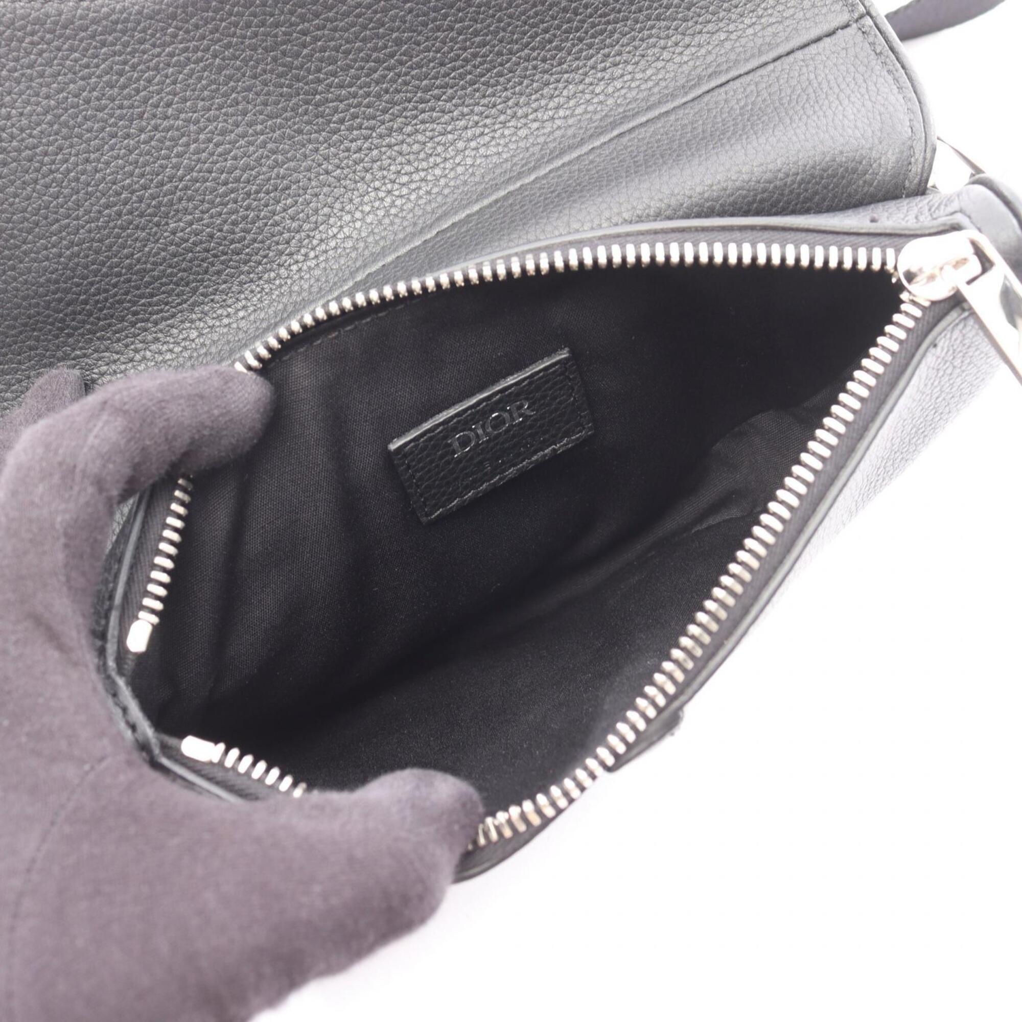 Christian Dior Black Leather Saddle Bag Shoulder Bag (Pre-Owned)