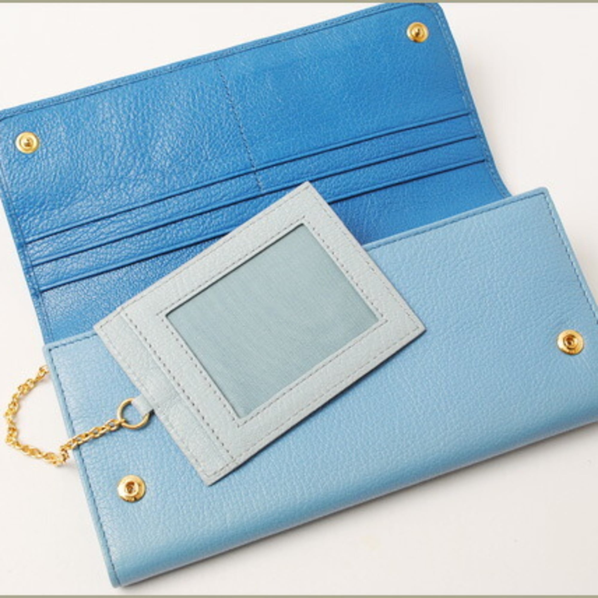 Miu Miu Blue Leather Long Wallet (Bi-Fold) (Pre-Owned)