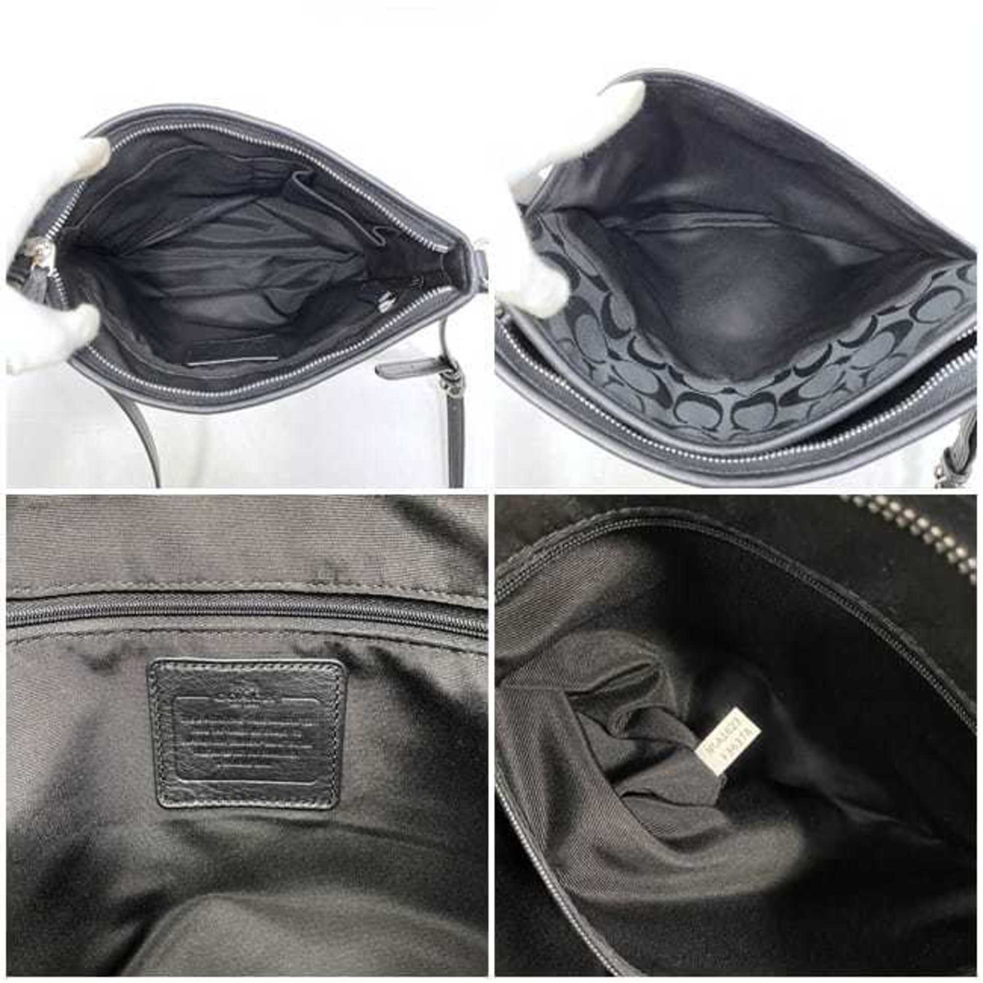 Coach Black Canvas Leather Shoulder Bag (Pre-Owned)
