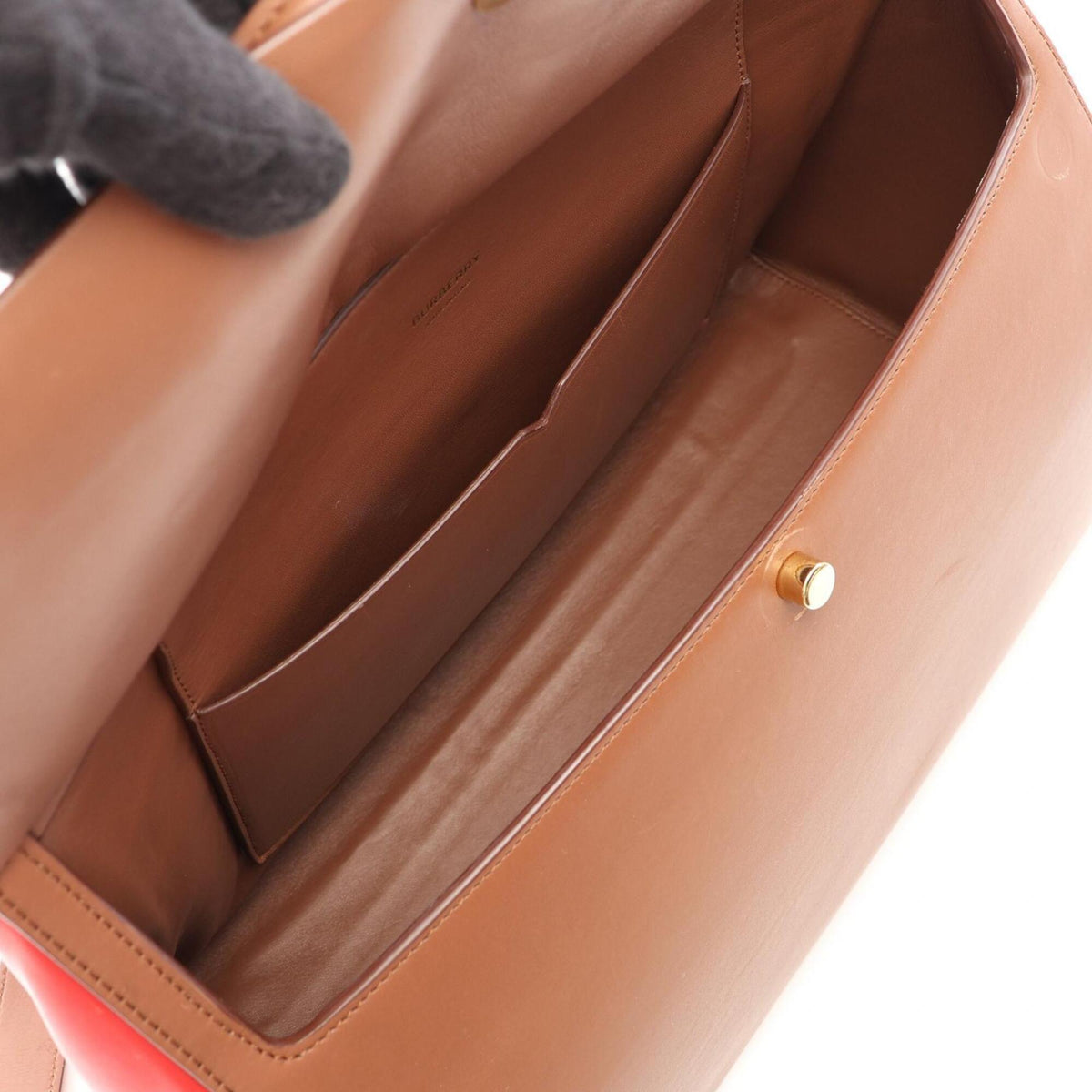 Burberry Brown Red Color Leather Handbag Tote Bag (Pre-Owned)