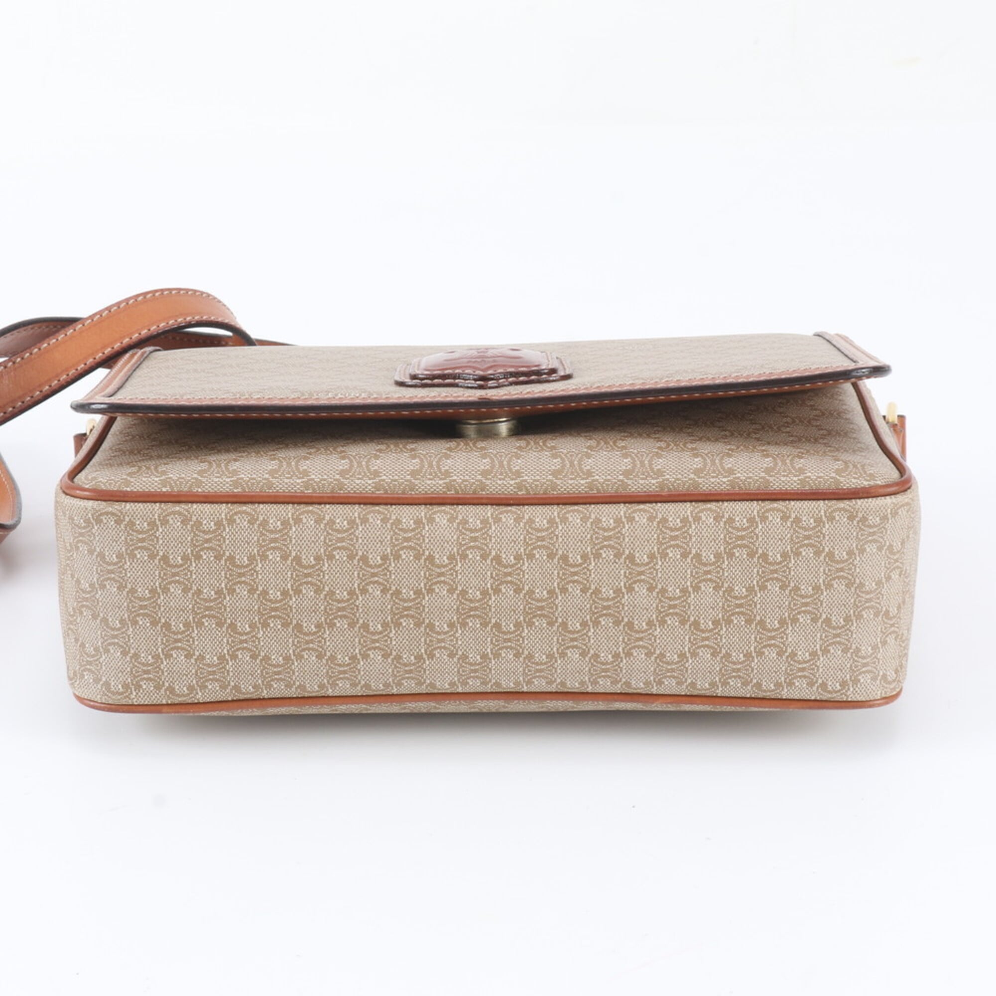 Celine Brown Leather Coated Canvas Handbag Shoulder Bag Tote Bag (Pre-Owned)