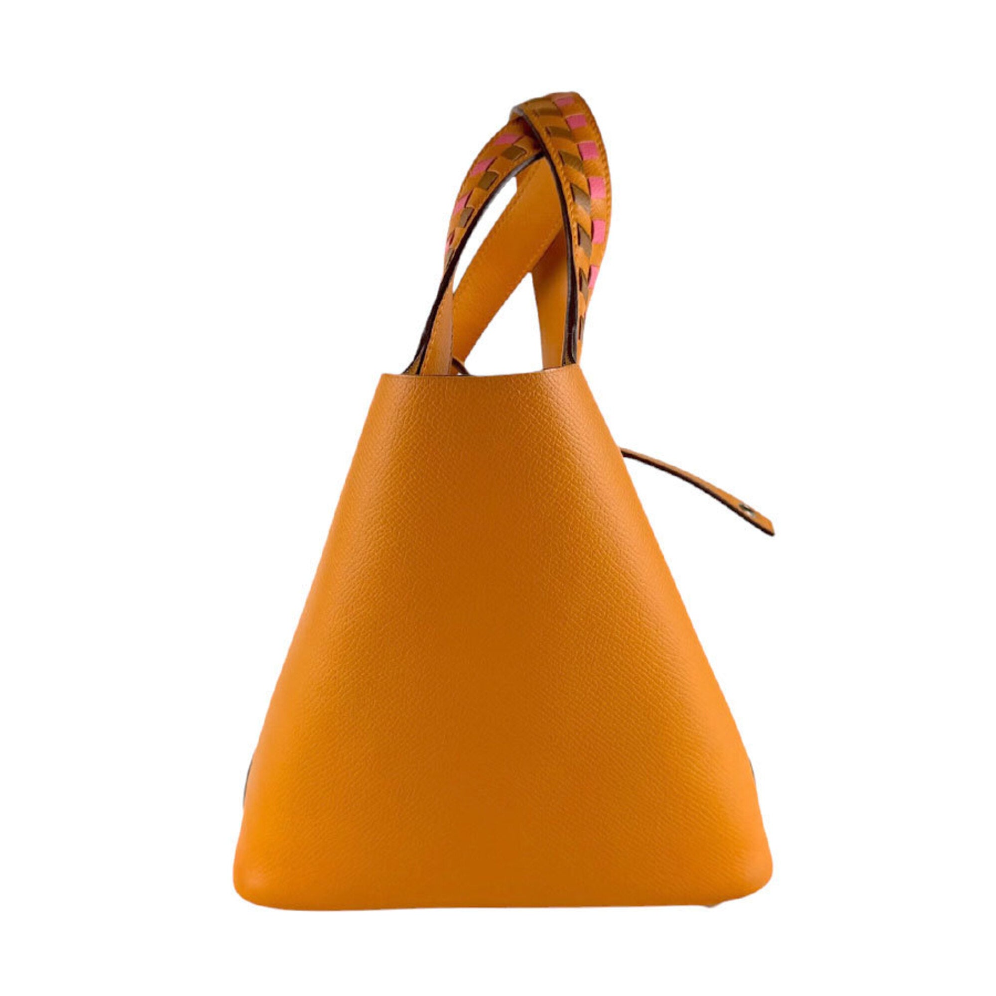 Hermes Brown Orange Rose Azalee Epsom Leather Handbag (Pre-Owned)